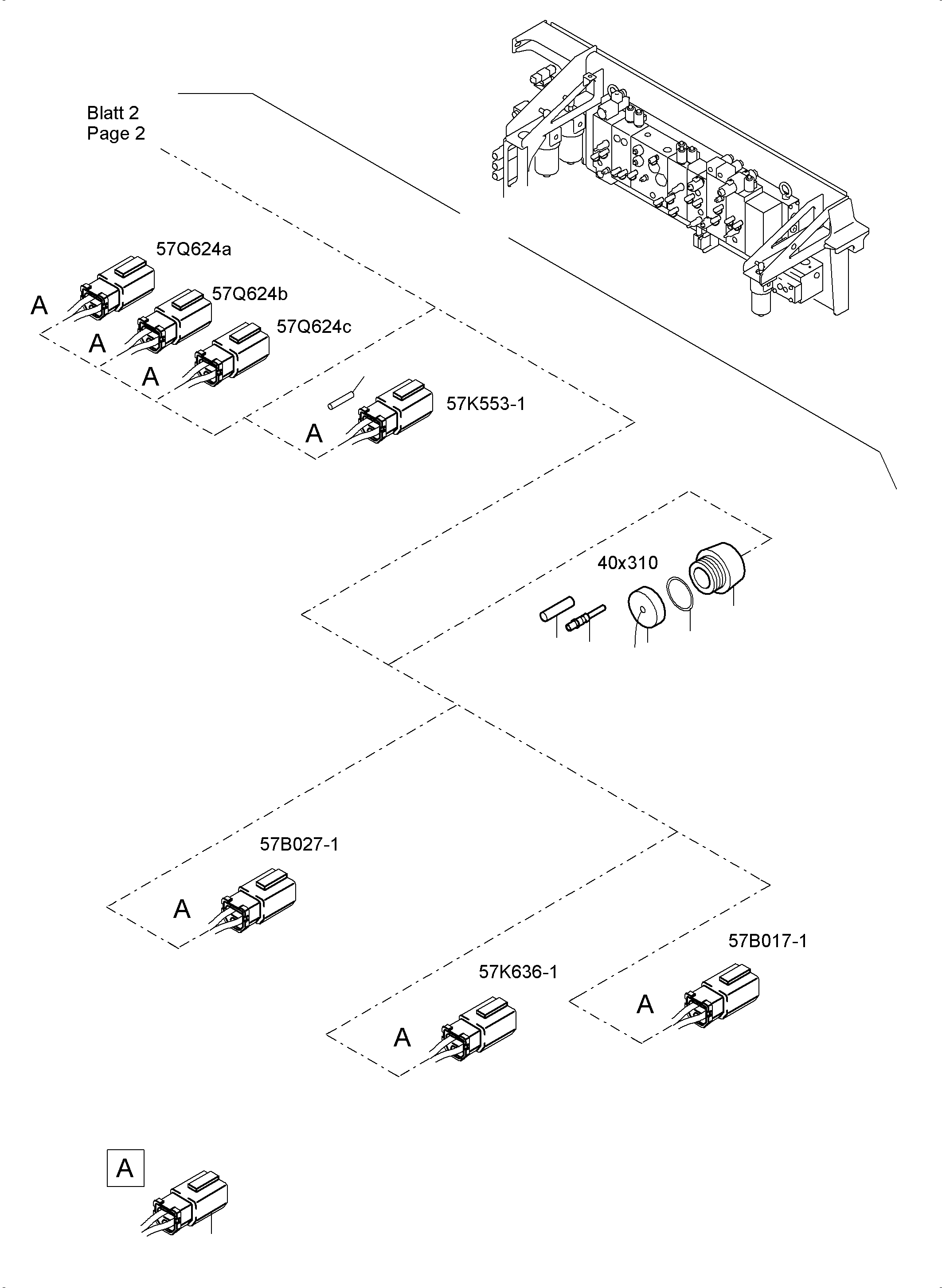 Komatsu parts book diagram for PC4000-6 S/N 58125: CABLES - CONTROL- AND FILTER PLATE