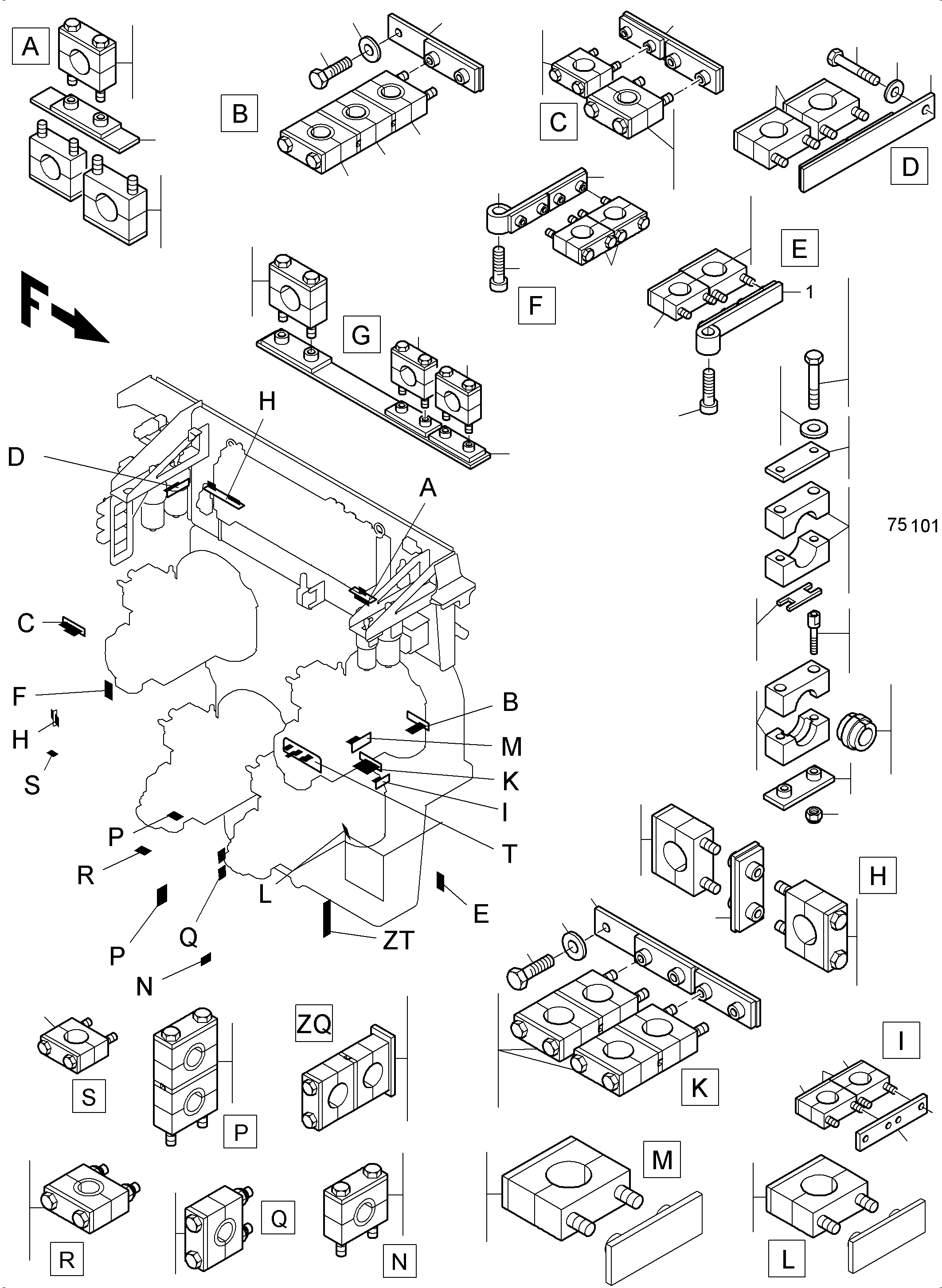 Komatsu parts book diagram for PC4000-6 S/N 58132: MOUNTING PARTS MACHINERY HOUSE