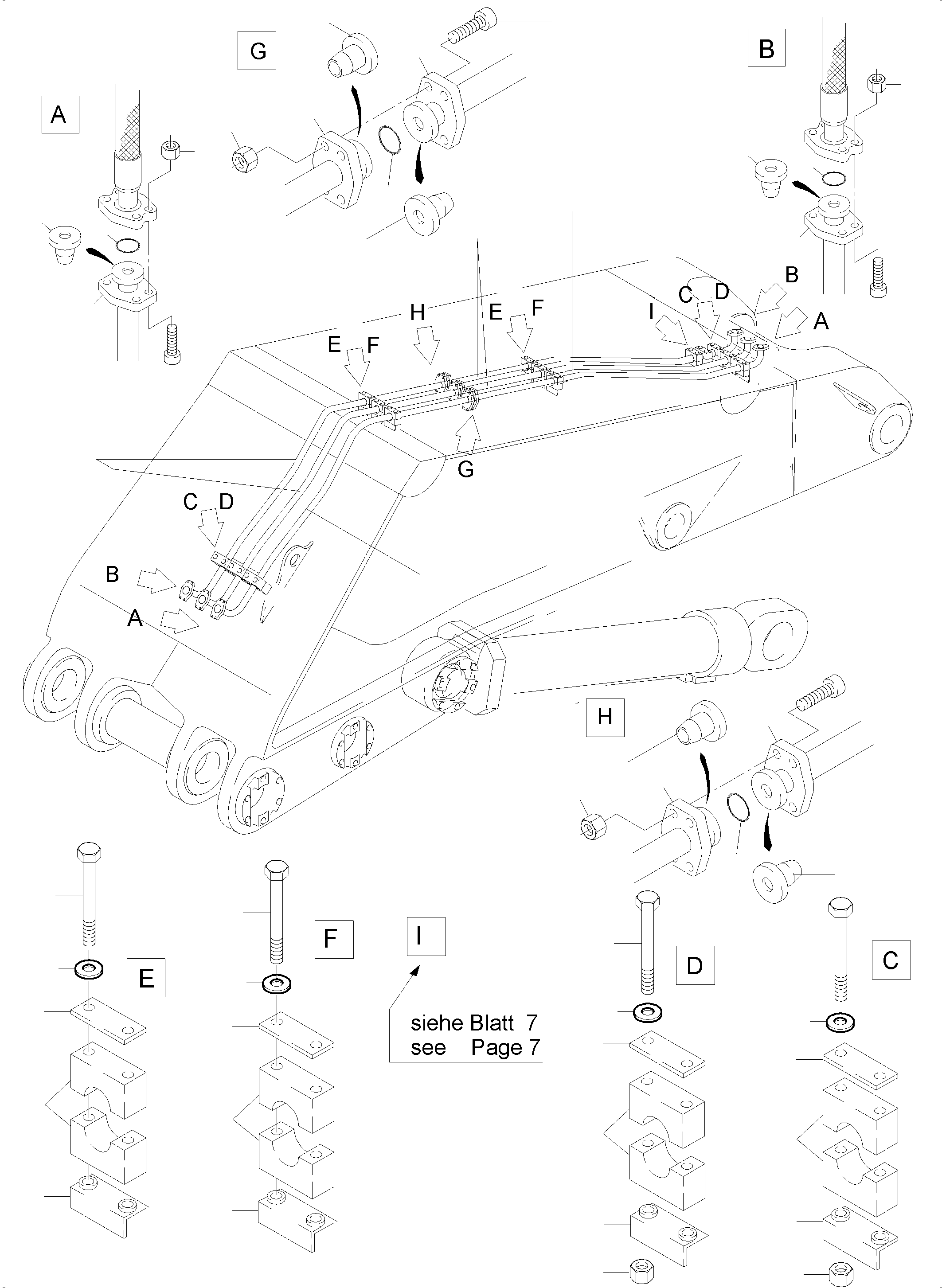 Komatsu parts book diagram for PC4000-6 S/N 58132: BULLCLAM BUCKET BOOM 7,15 M