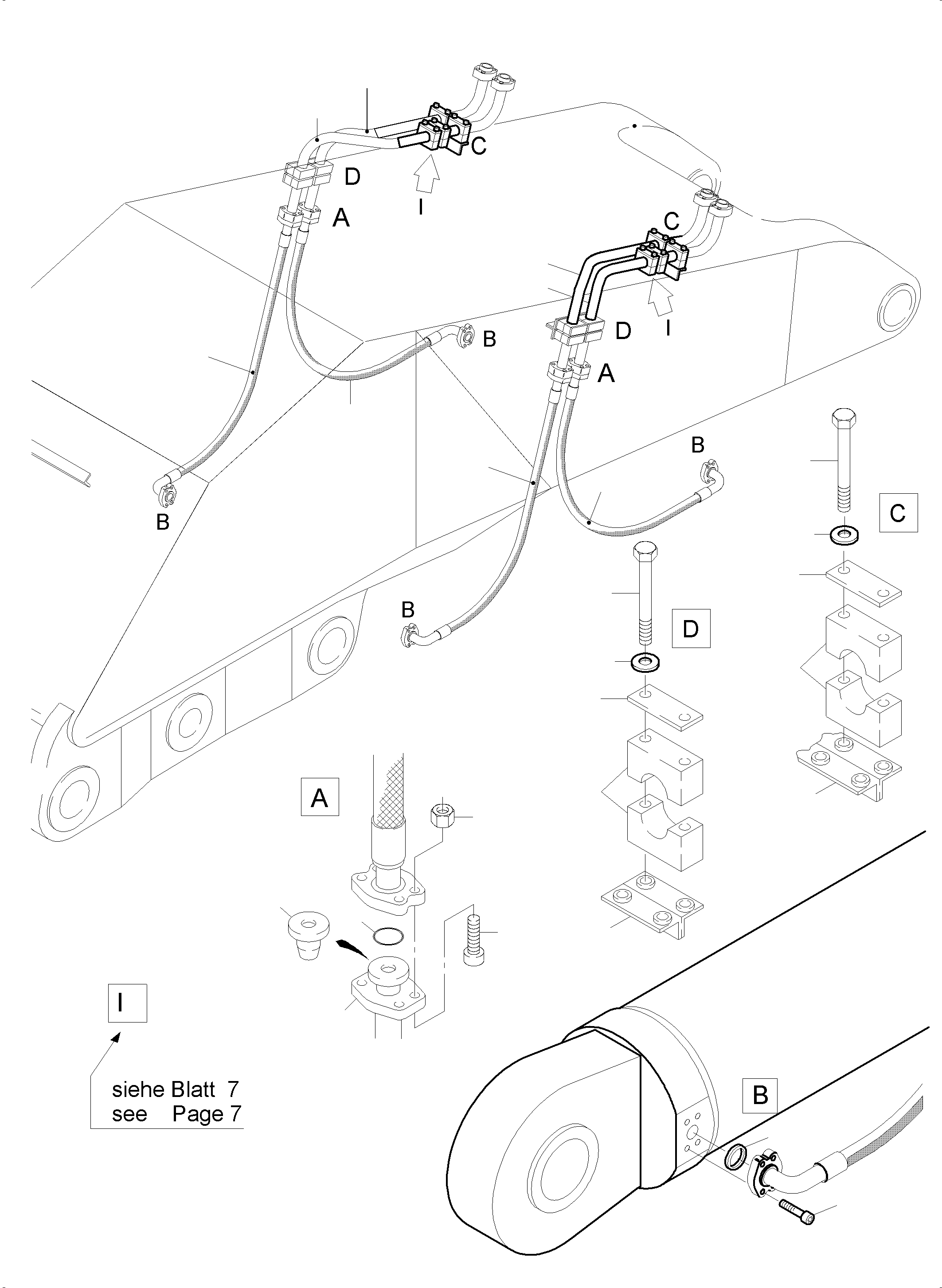 Komatsu parts book diagram for PC4000-6 S/N 58132: BULLCLAM BUCKET BOOM 7,15 M