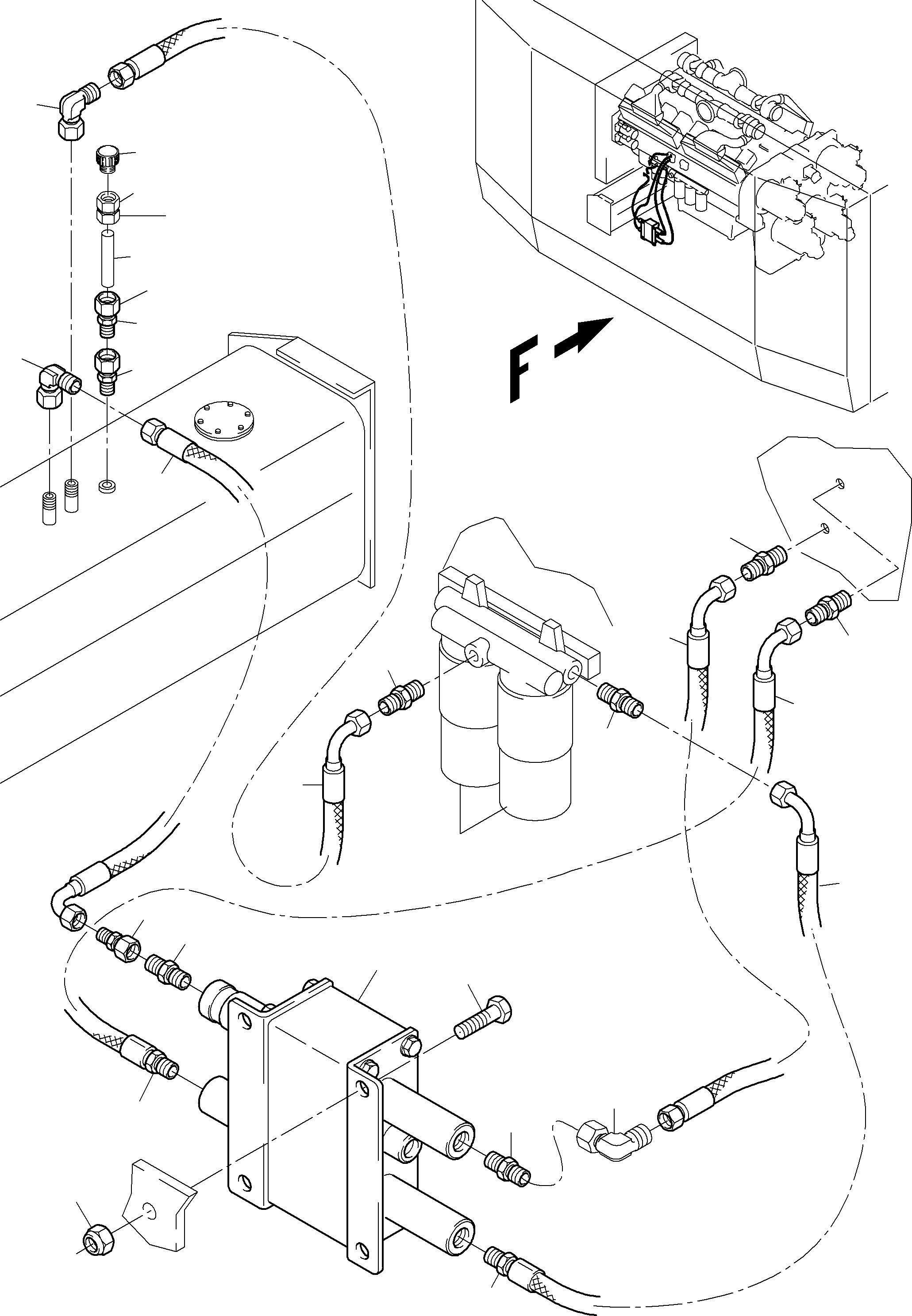 Komatsu parts book diagram for PC4000-6 S/N 58132: LINES FOR FEED PUMP - ENGINE OIL