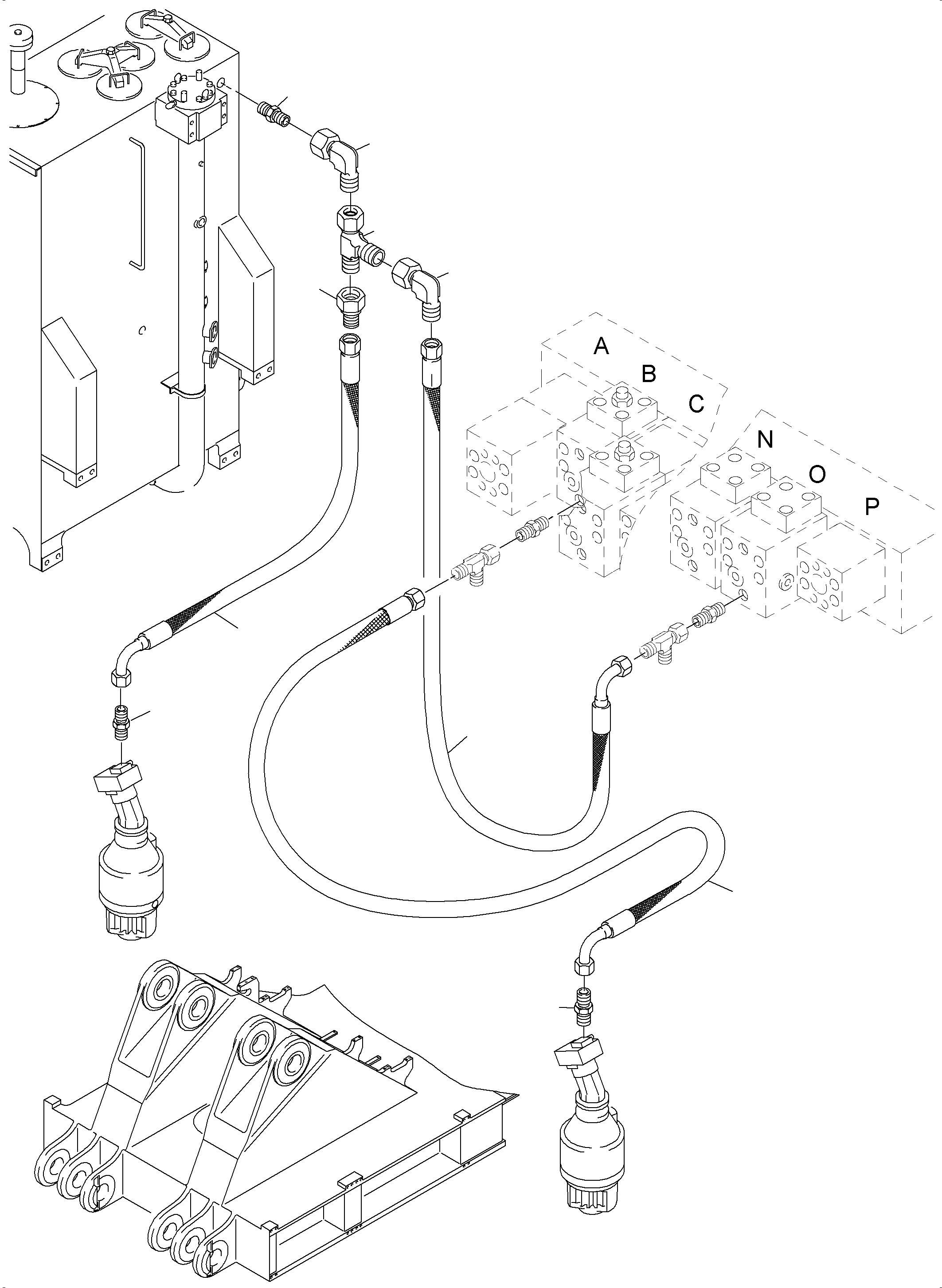 Komatsu parts book diagram for PC4000-6 S/N 58132: LINES SLEW GEAR
