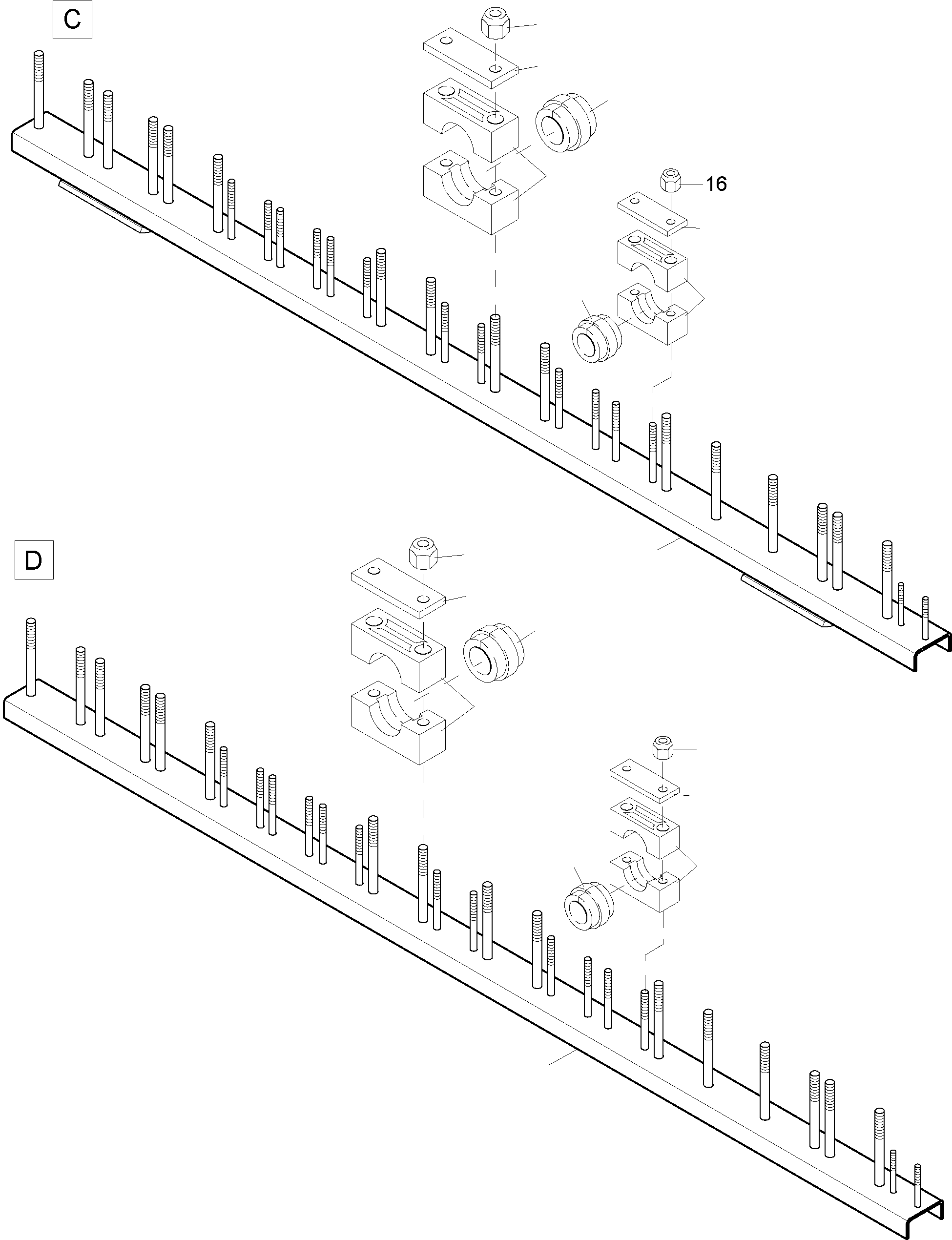 Komatsu parts book diagram for PC4000-6 S/N 58132: HOSES ASSY. - MANIFOLD- BOOM