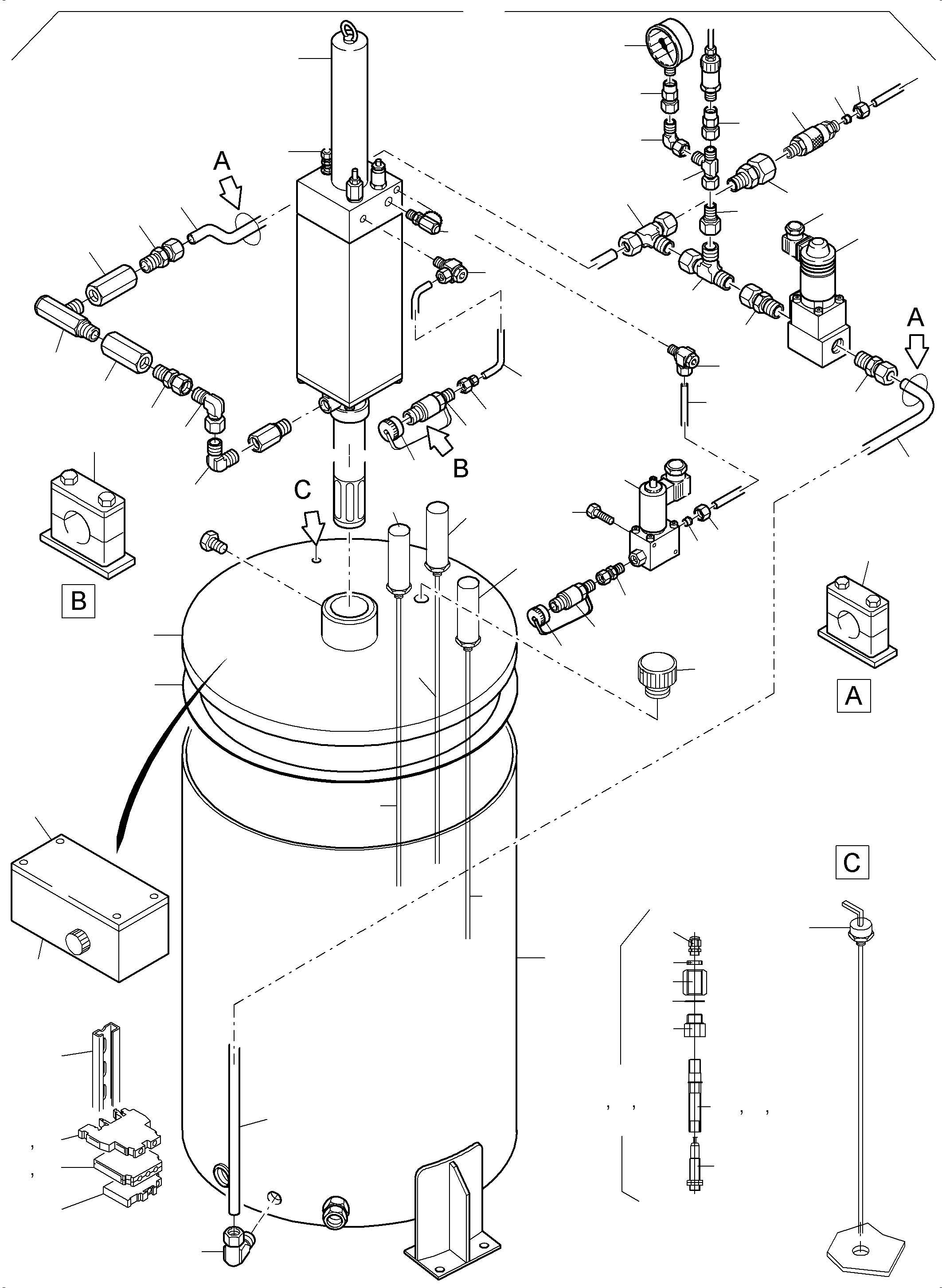 Komatsu parts book diagram for PC4000-6 S/N 58132: LUBE PUMP STATION, FILLING CONNECTION