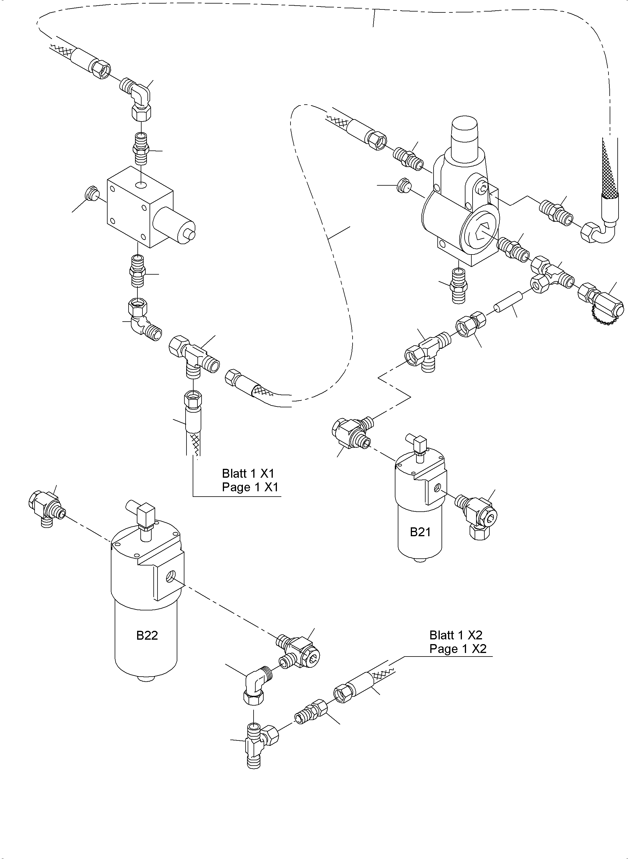 Komatsu parts book diagram for PC4000-6 S/N 58132: CONTROL- AND FILTER PLATE PIPING X2-BOX