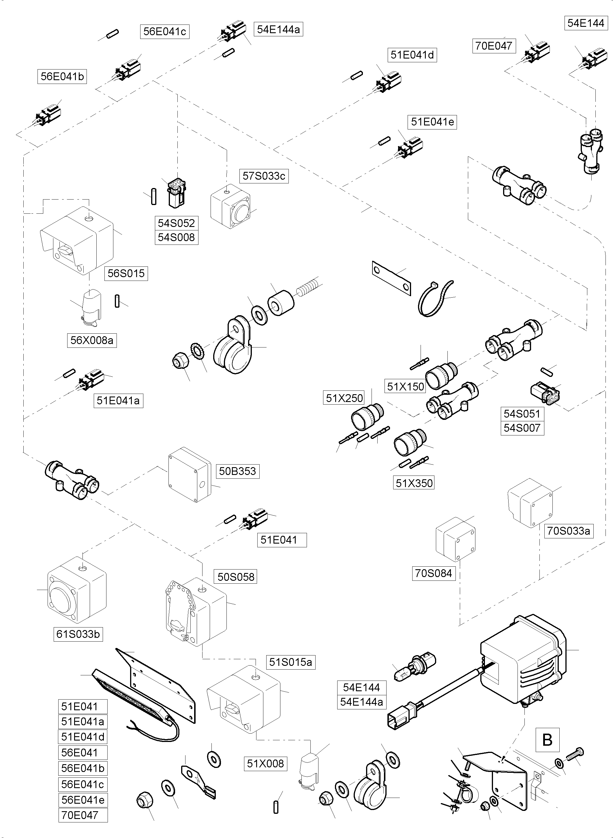 Komatsu parts book diagram for PC4000-6 S/N 58132: LIGHTING EQUIPMENT