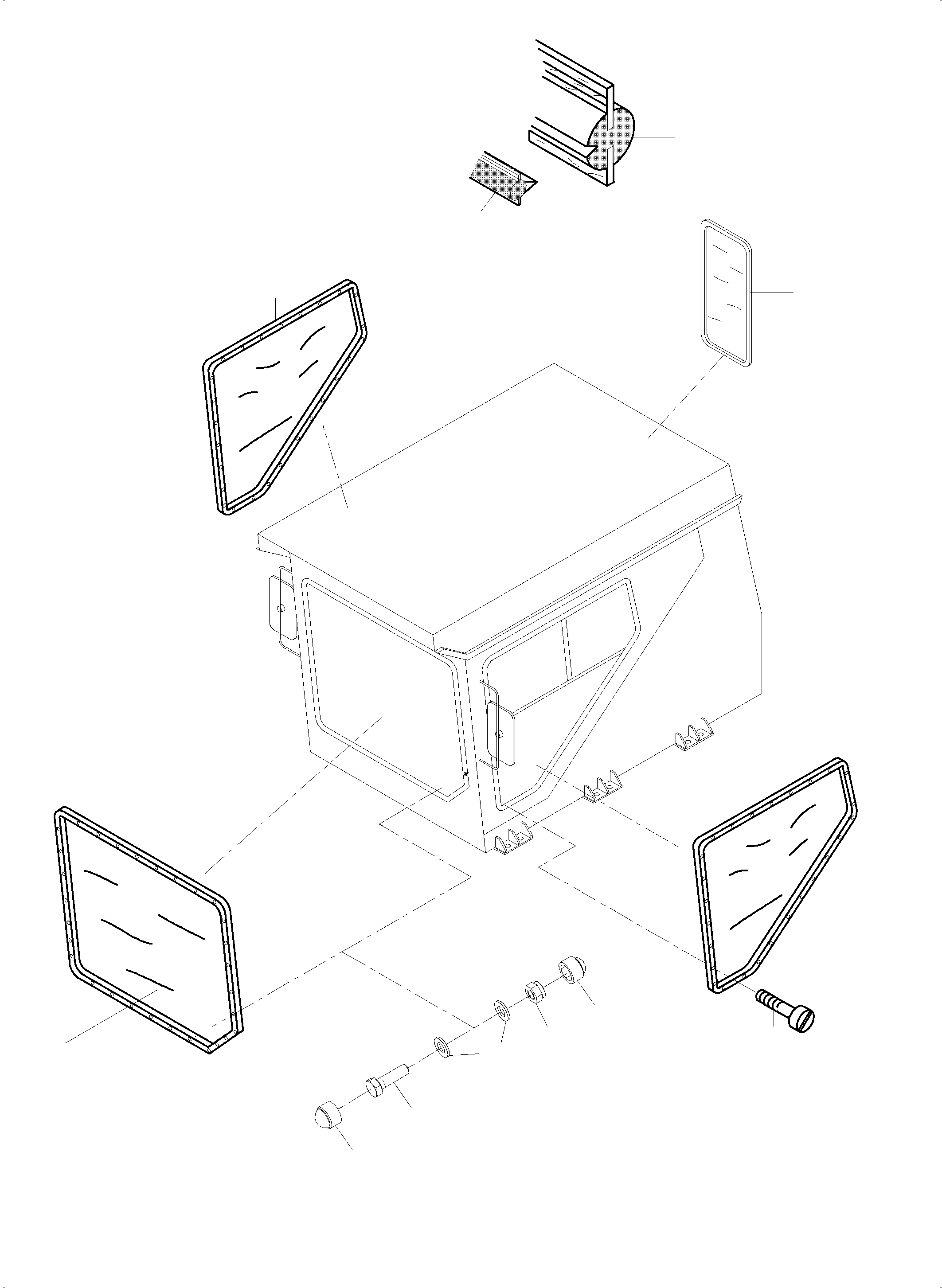 Komatsu parts book diagram for PC4000-6 S/N 58137: OPERATOR'S CAB - GLAZING