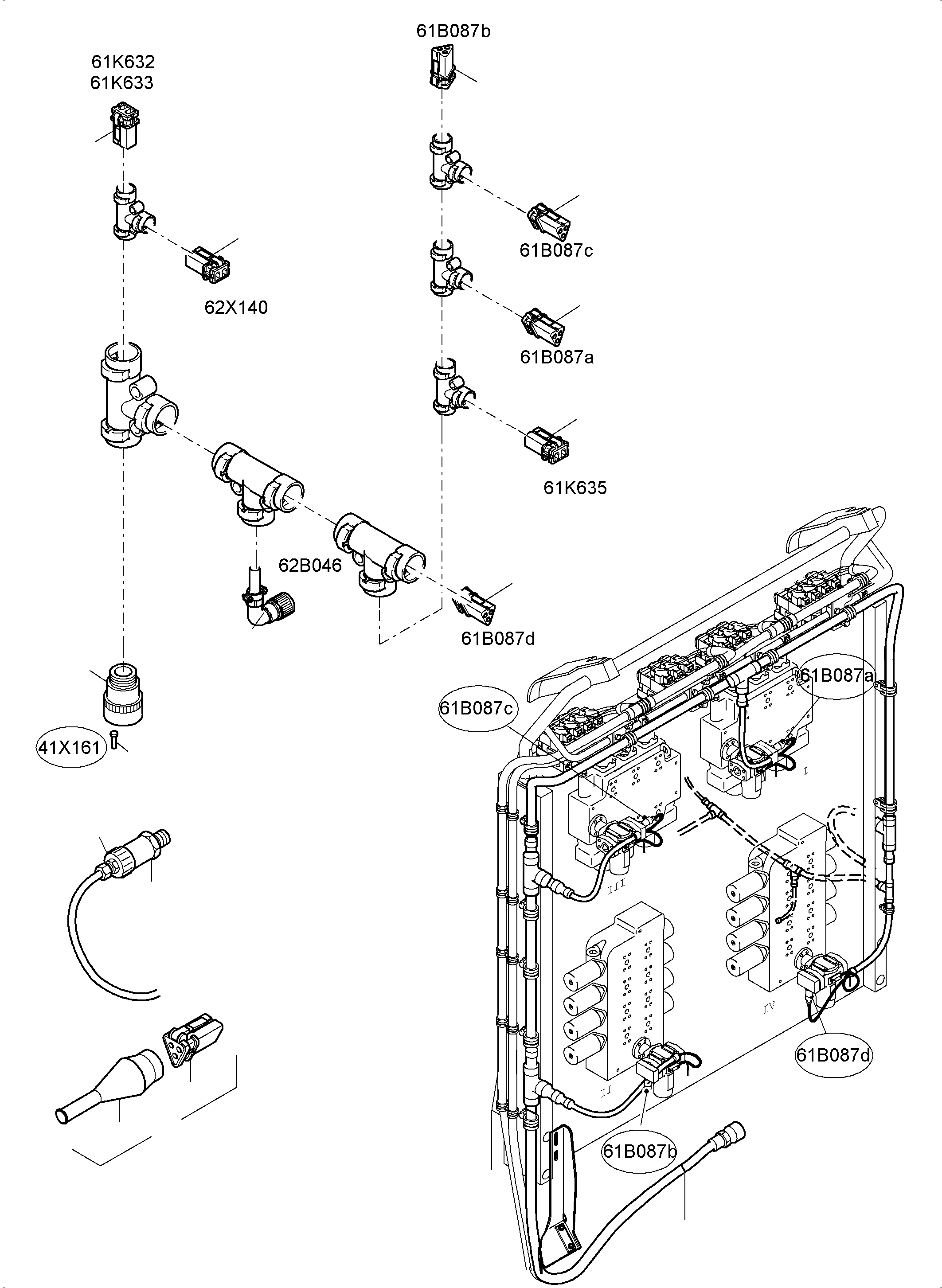 Komatsu parts book diagram for PC4000-6 S/N 58137: CABLES - CONTROL BLOCKS - H.P.-FILTER