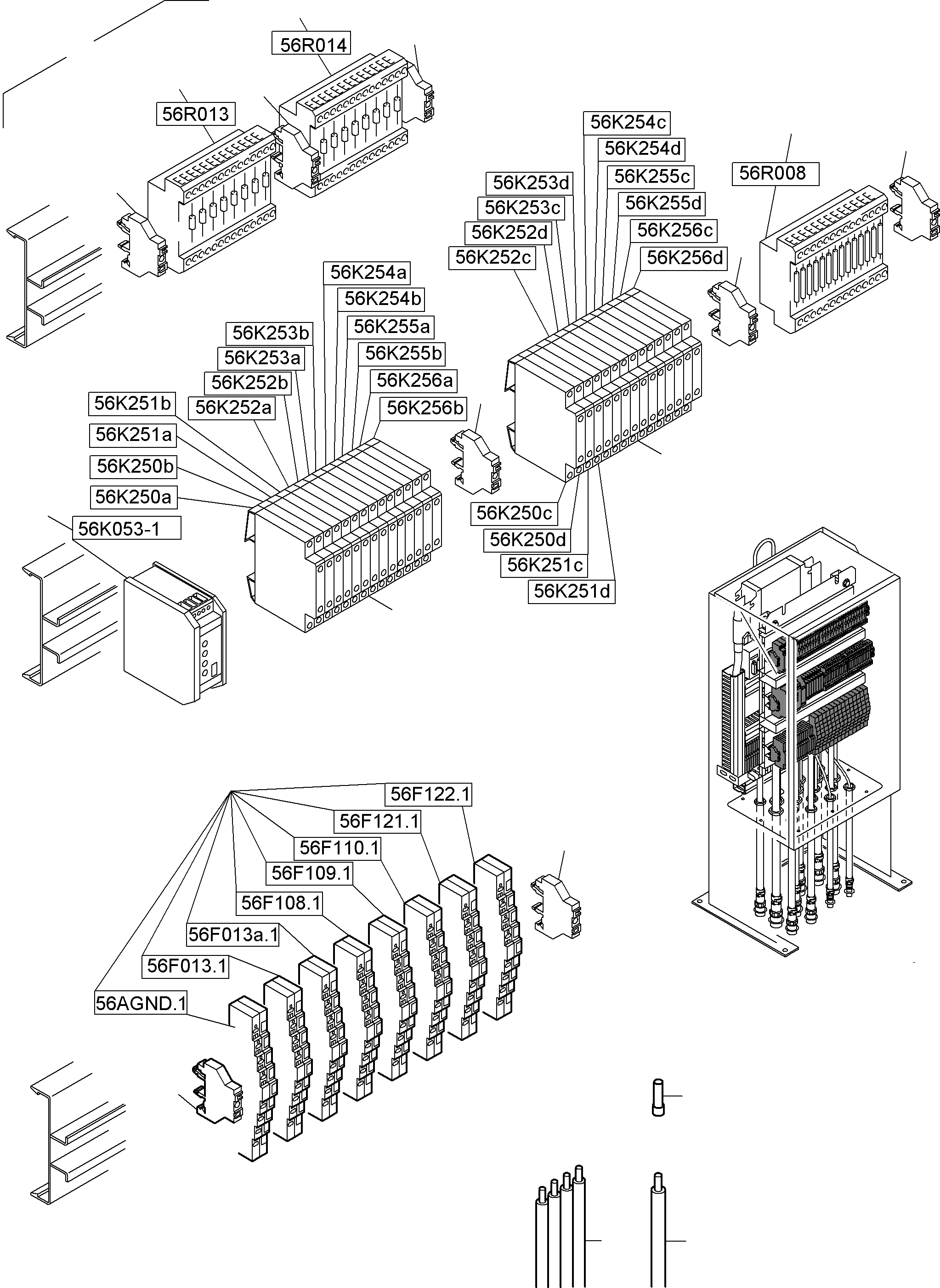 Komatsu parts book diagram for PC4000-6 S/N 58137: SWITCH CABINET ORT 56