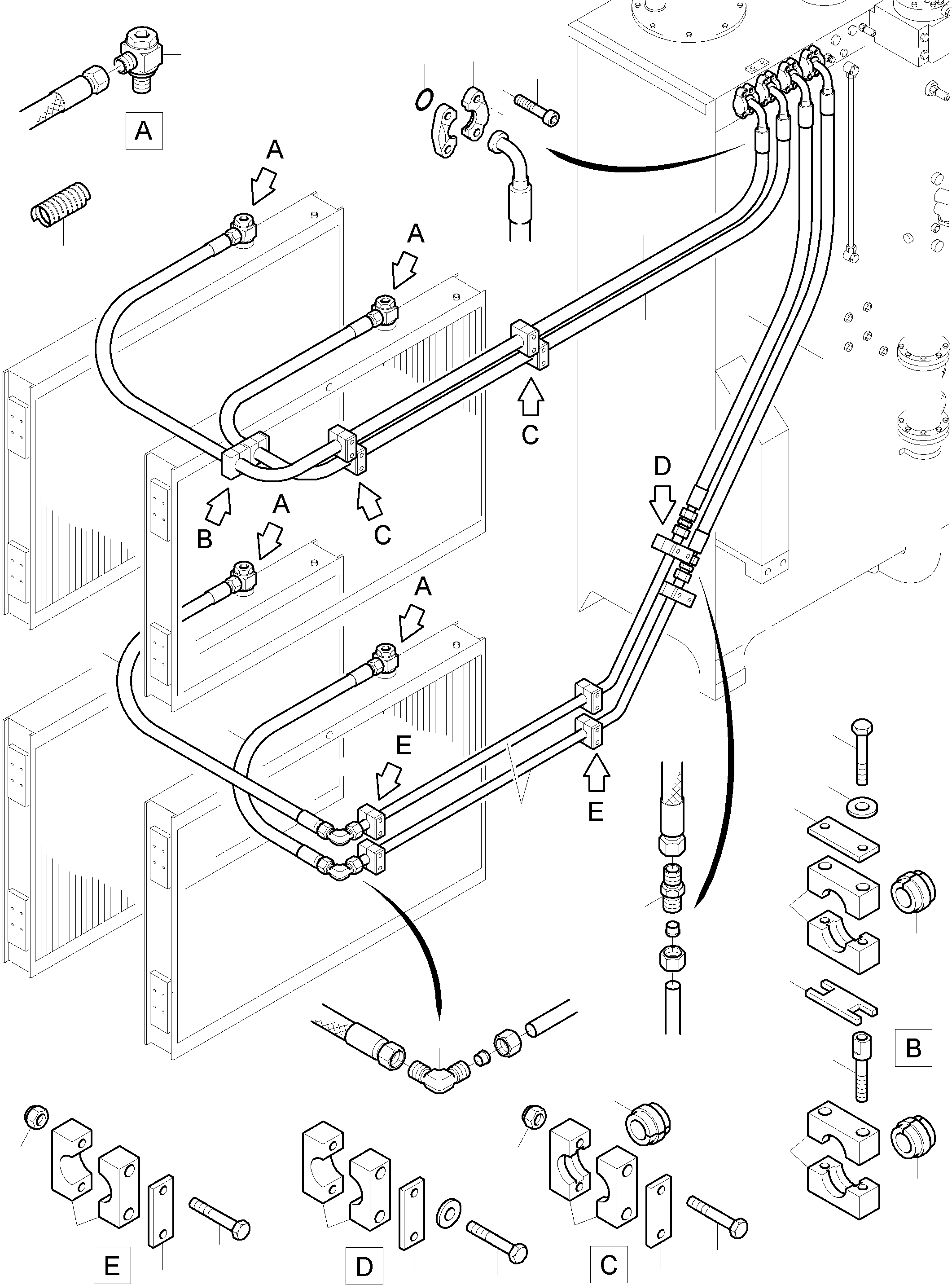 Komatsu parts book diagram for PC4000-6 S/N 58137: OIL COOLER - HOSE ASSY.