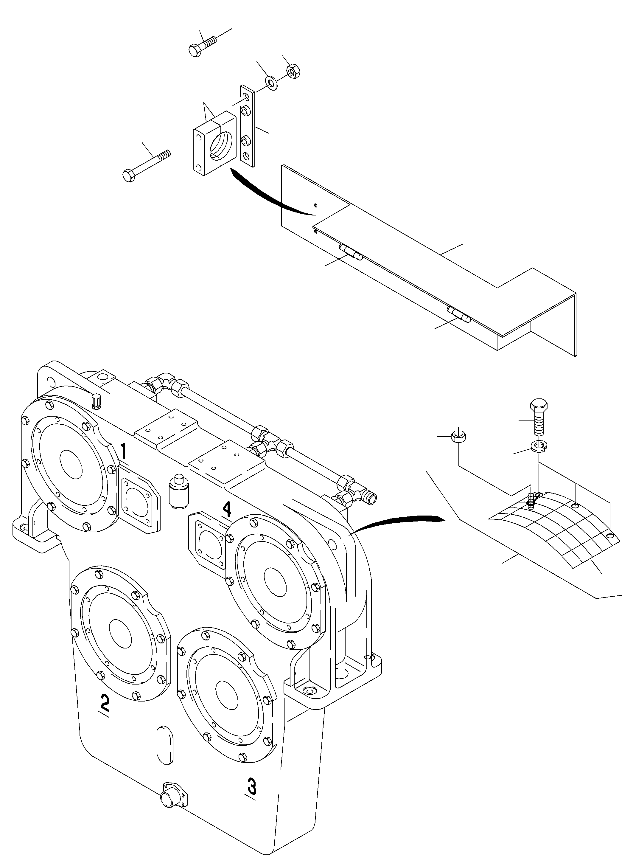 Komatsu parts book diagram for PC4000-6 S/N 58137: PUMP MOUNTING; COVER PDG
