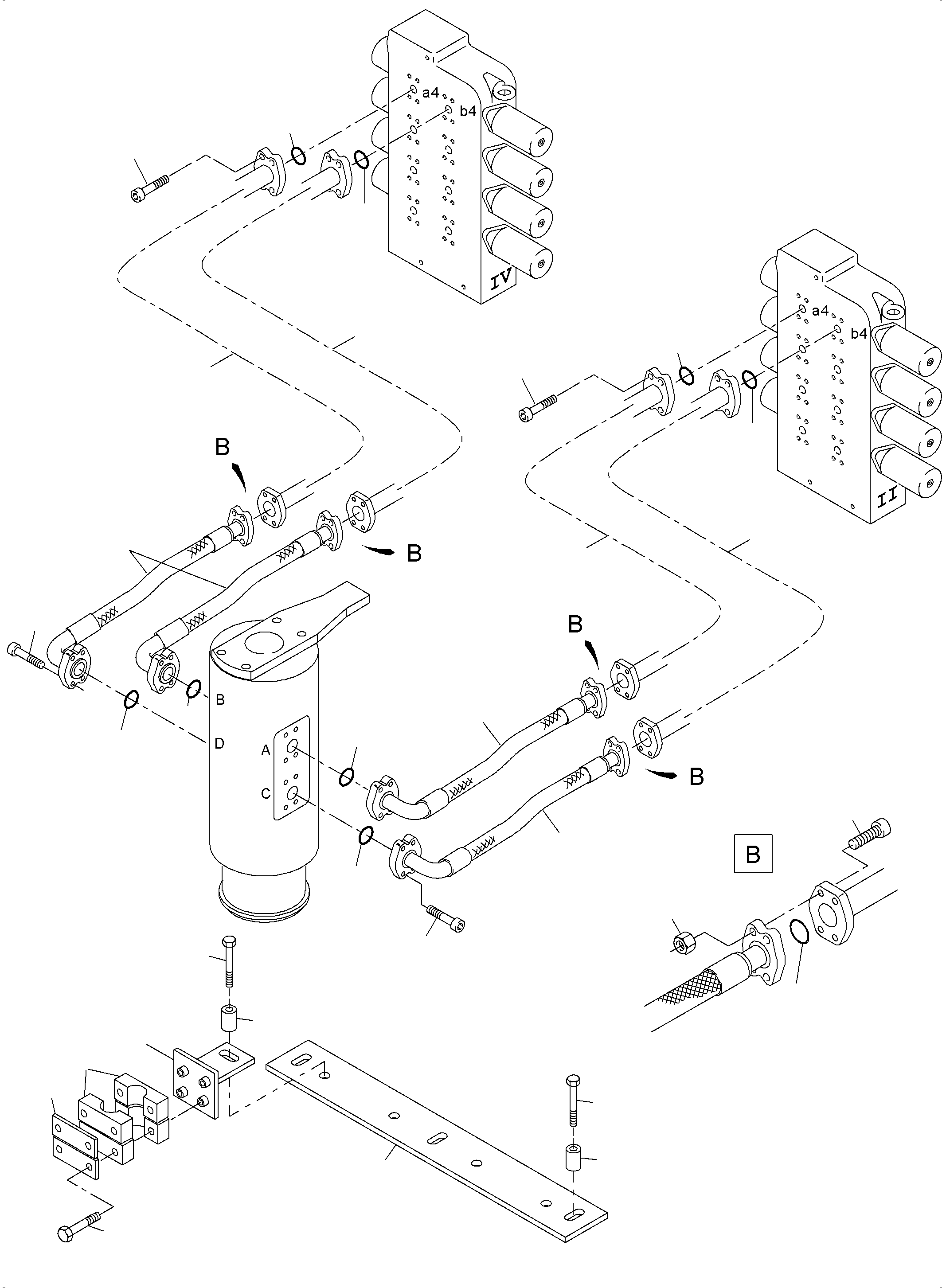 Komatsu parts book diagram for PC4000-6 S/N 58137: PRESSURE LINES  CONTROL BLOCKS - ROTARY JOINT