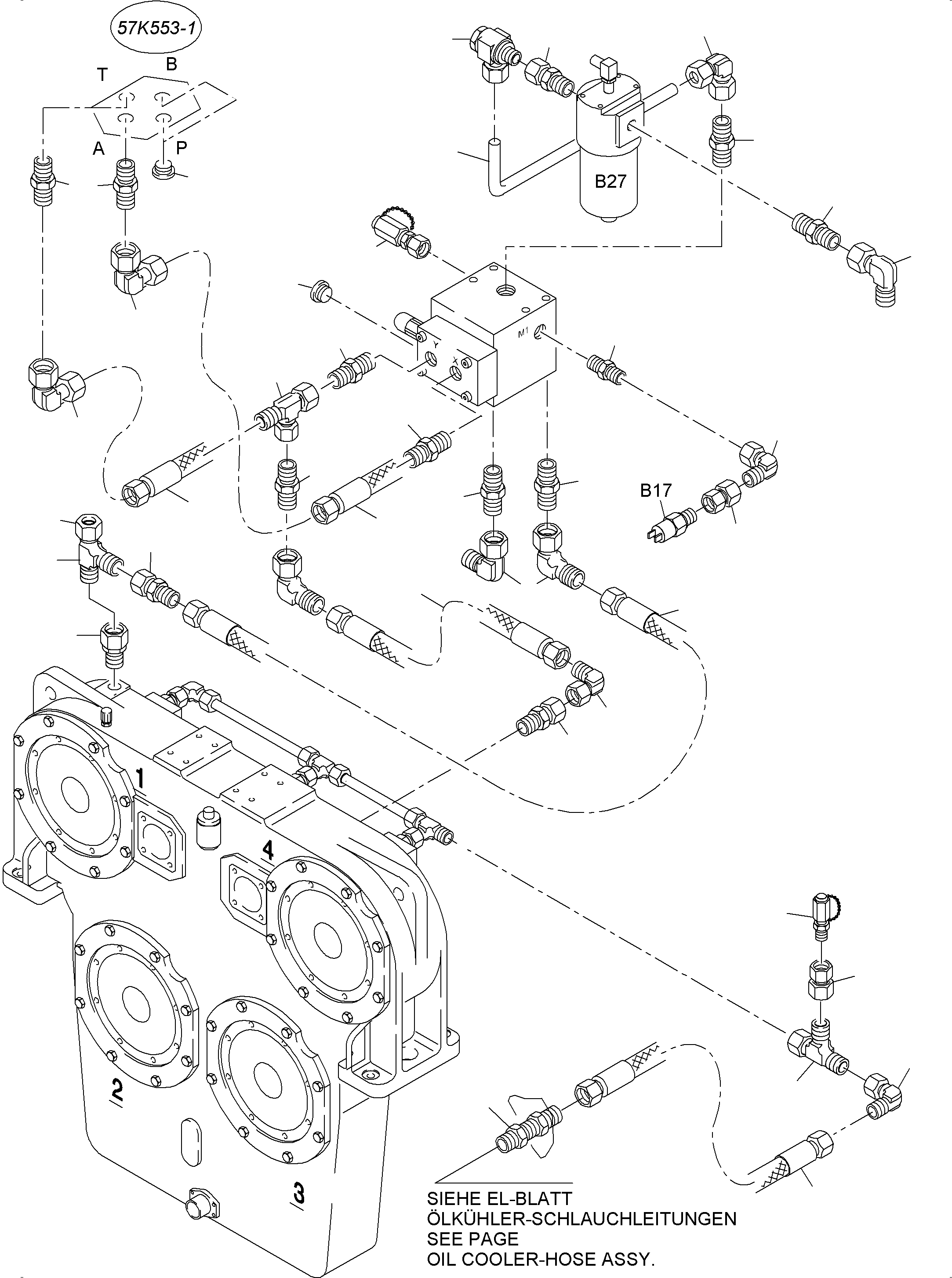Komatsu parts book diagram for PC4000-6 S/N 58141: CONTROL- AND FILTER PLATE PIPING X2-BOX