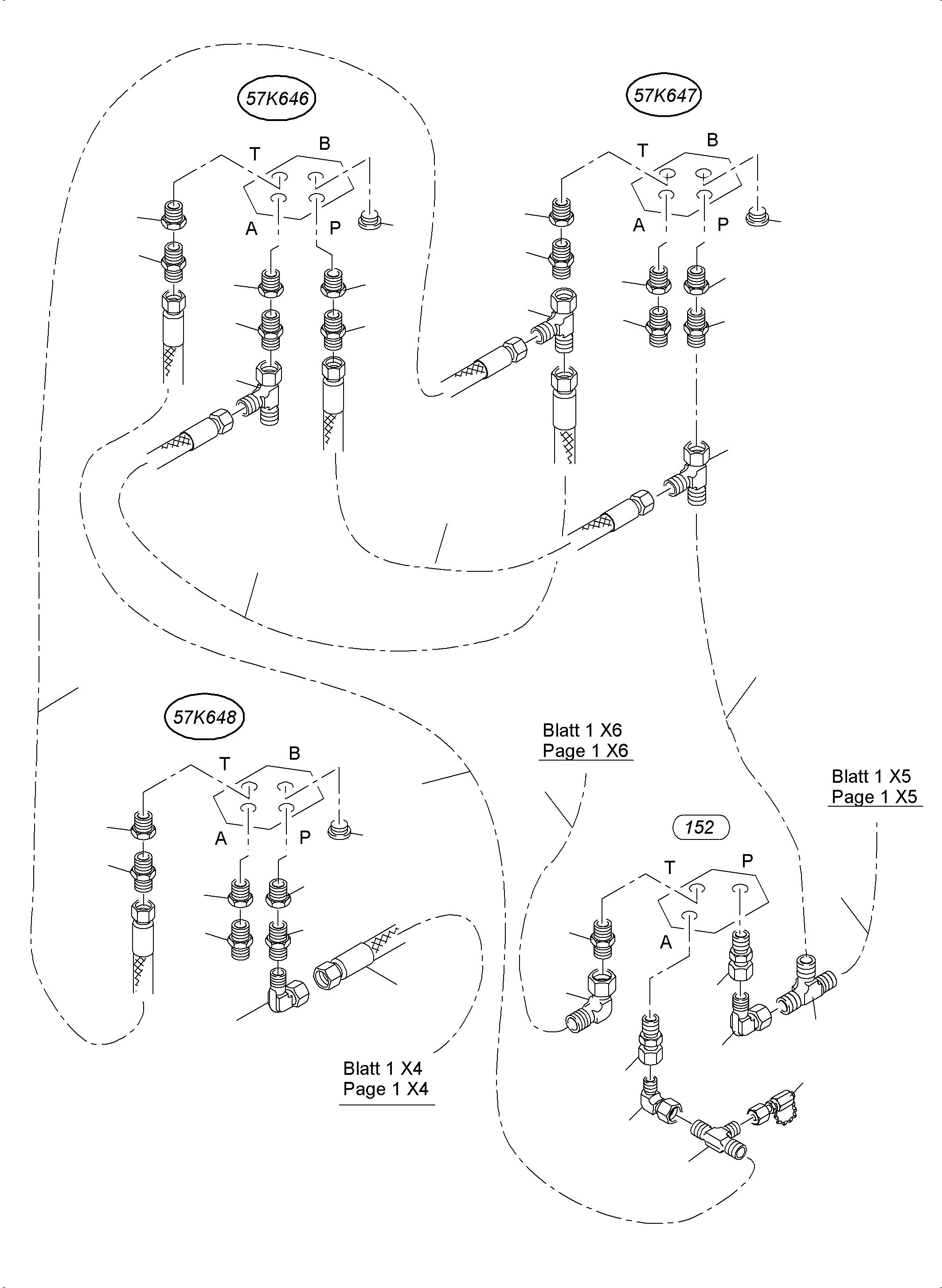 Komatsu parts book diagram for PC4000-6 S/N 58141: CONTROL- AND FILTER PLATE PIPING X2-BOX