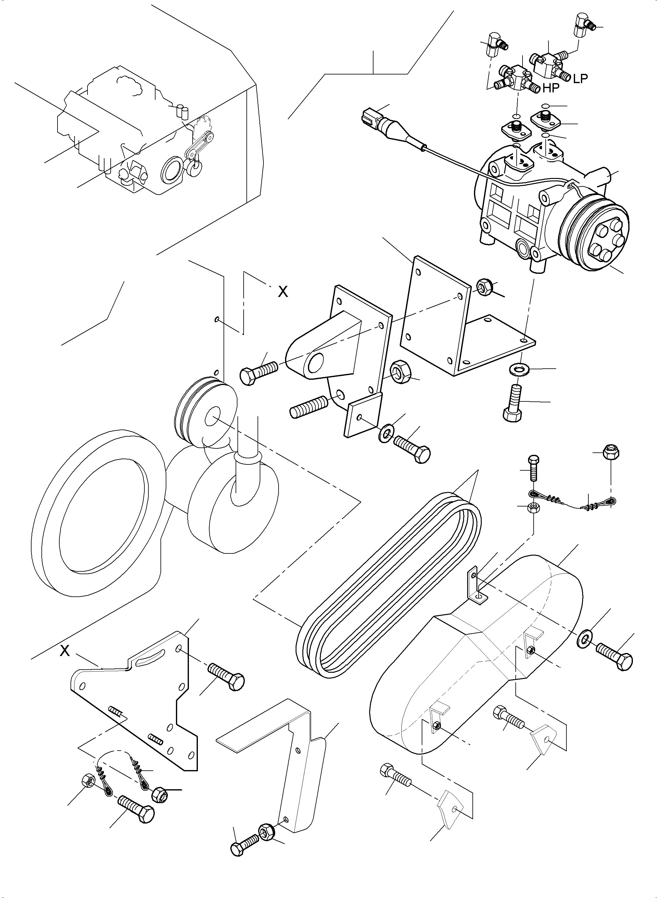 Komatsu parts book diagram for PC4000-6 S/N 58141: AIR CONDITION. COMPRESSOR DRIVE