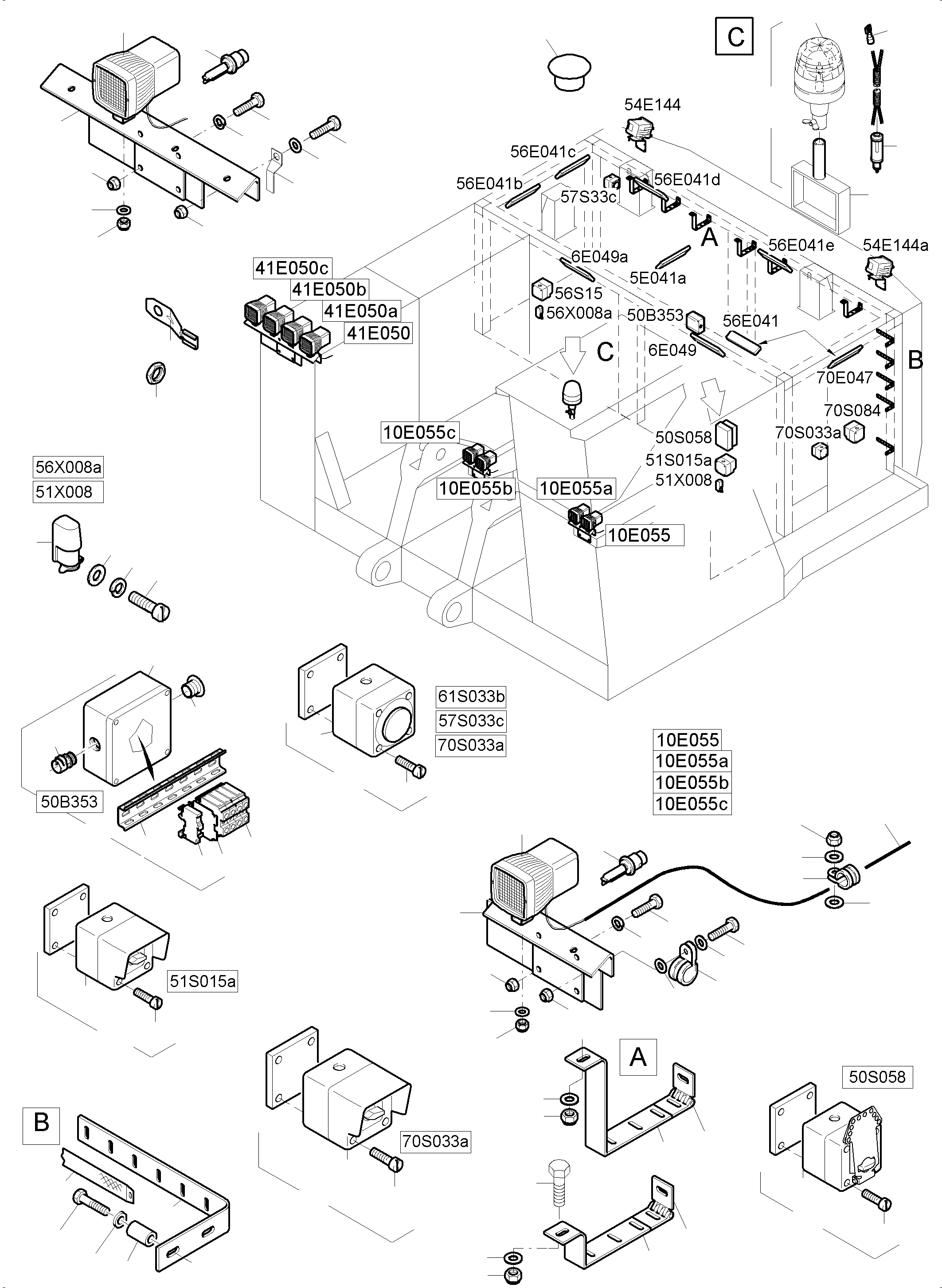 Komatsu parts book diagram for PC4000-6 S/N 58141: LIGHTING EQUIPMENT