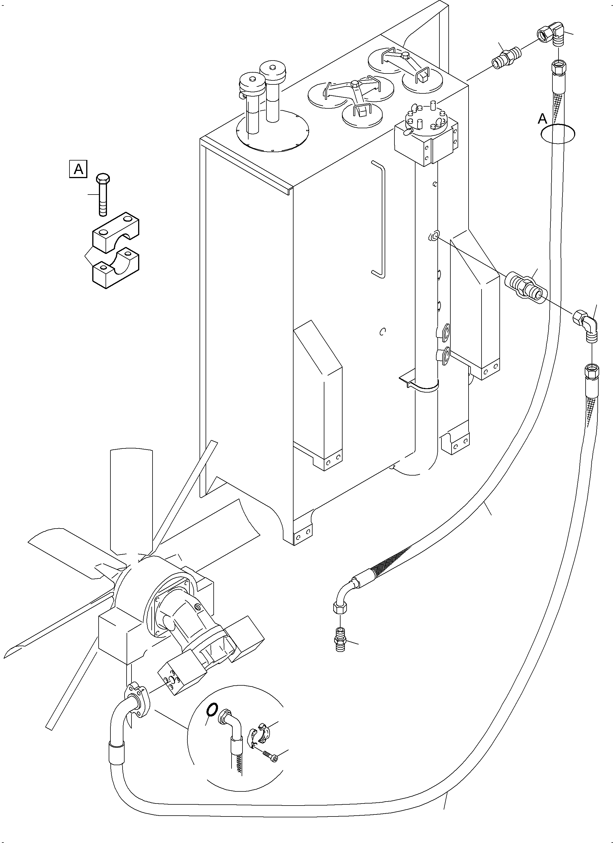 Komatsu parts book diagram for PC4000-6 S/N 58141: LINES - FAN MOTORS, FAN PUMP (RADIATOR)