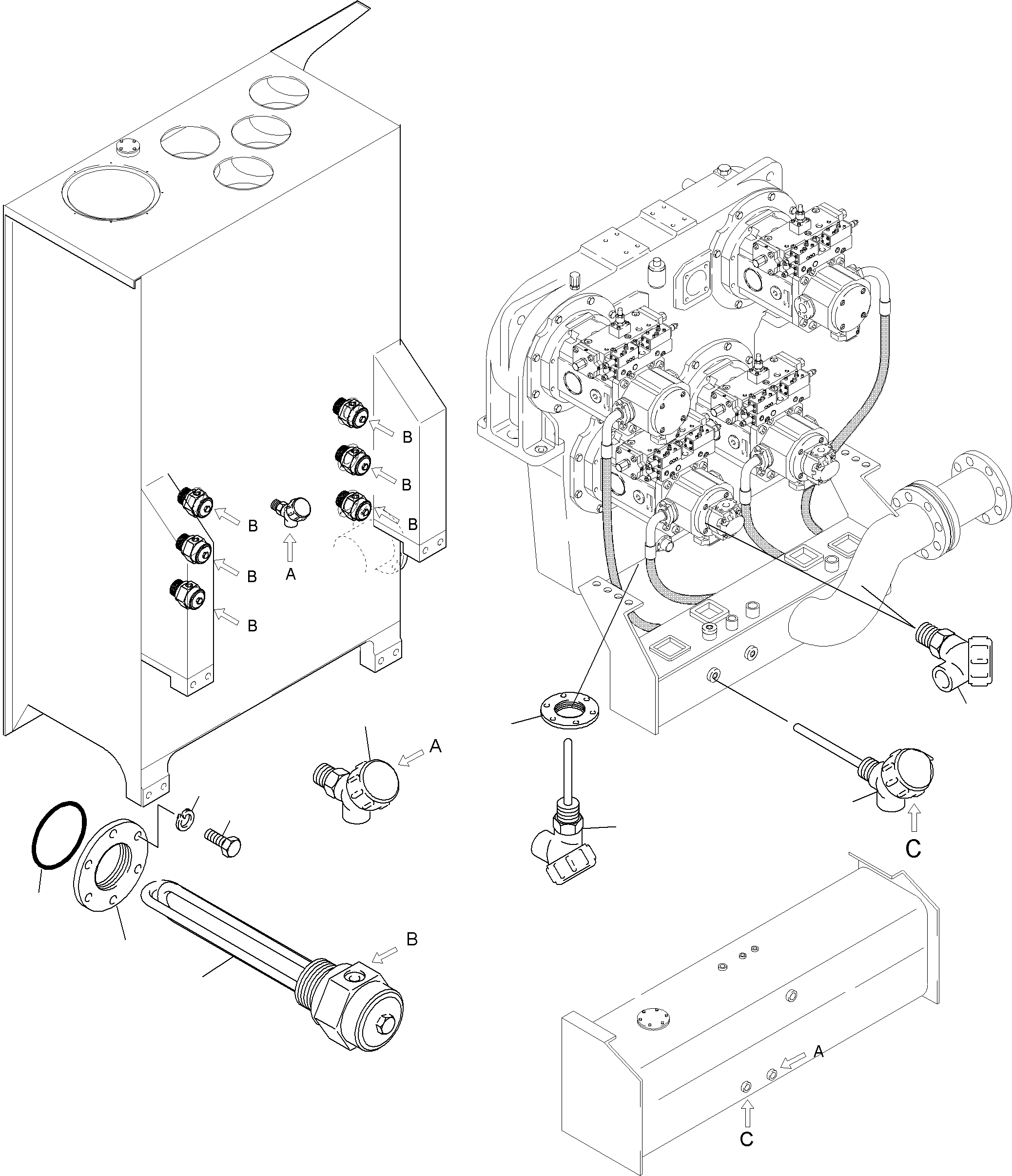 Komatsu parts book diagram for PC4000-6 S/N 58141: TEMPERATURE CONDITIONING - WATER AND HYDAULIC OIL