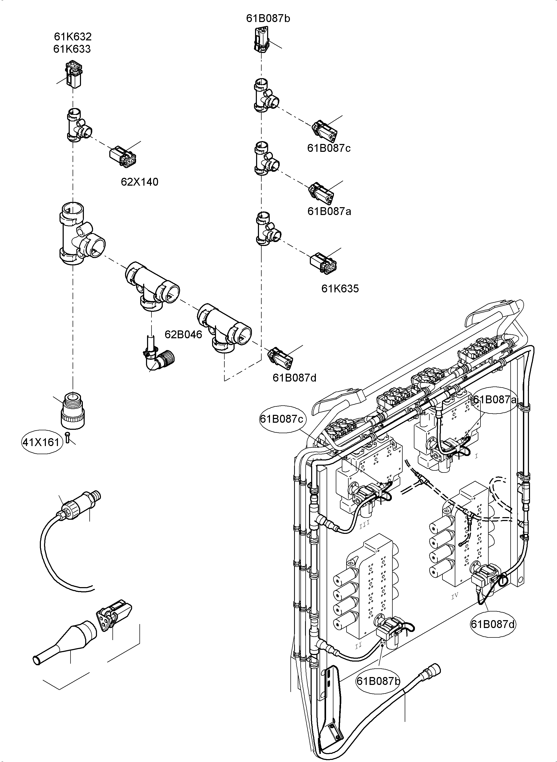 Komatsu parts book diagram for PC4000-6 S/N 58141: CABLES - CONTROL BLOCKS - H.P.-FILTER