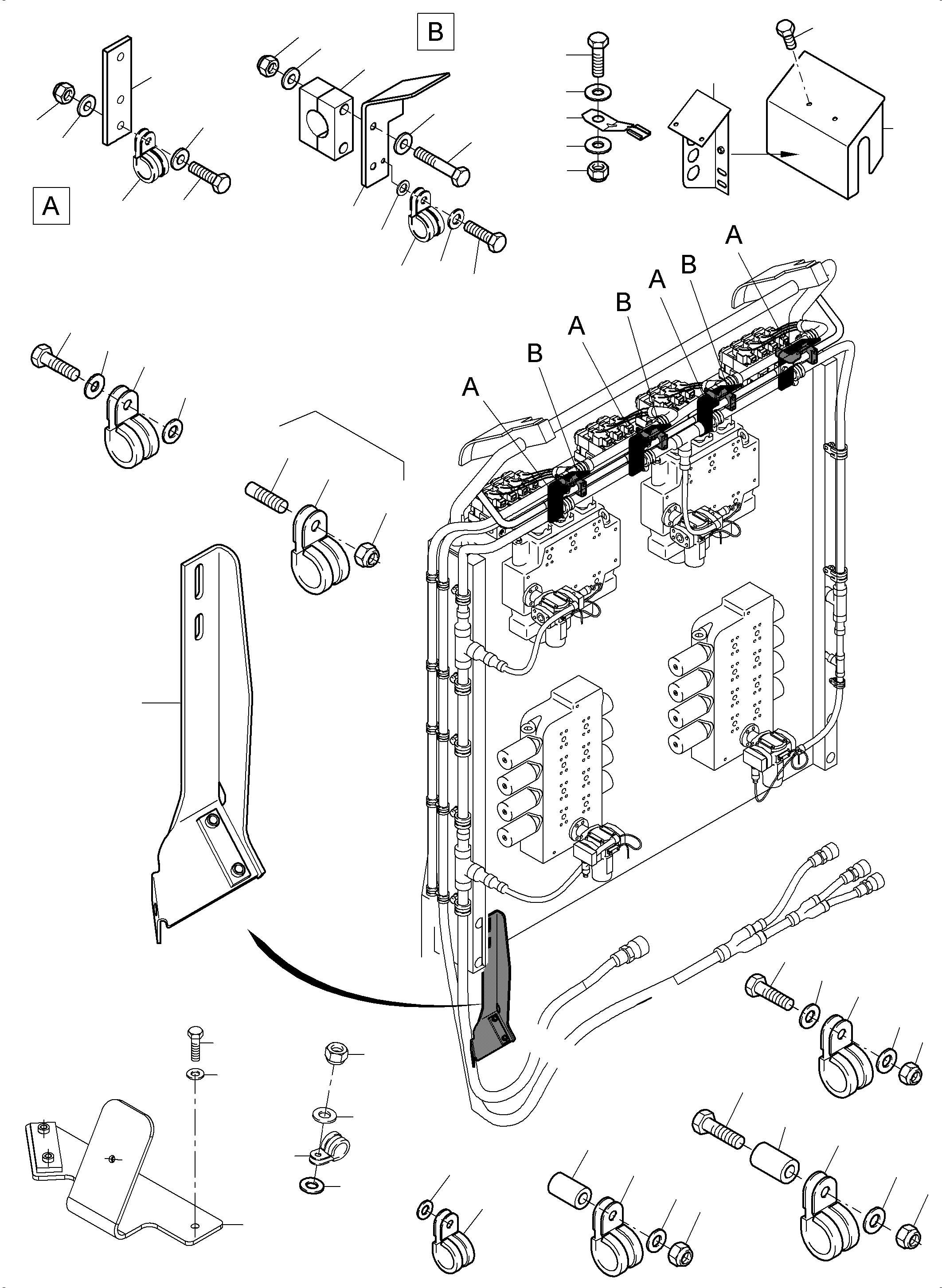 Komatsu parts book diagram for PC4000-6 S/N 58141: CABLES - CONTROL BLOCKS - H.P.-FILTER