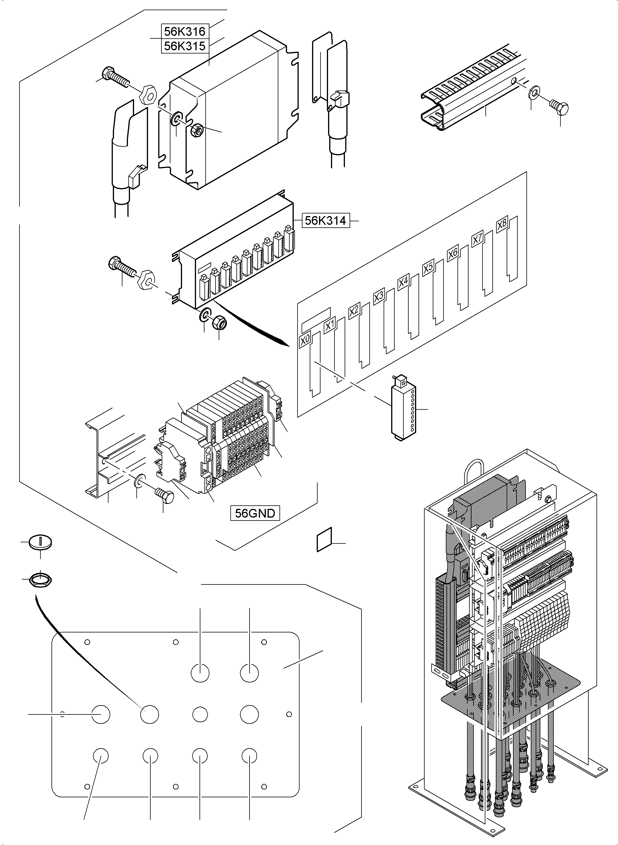 Komatsu parts book diagram for PC4000-6 S/N 58141: SWITCH CABINET ORT 56