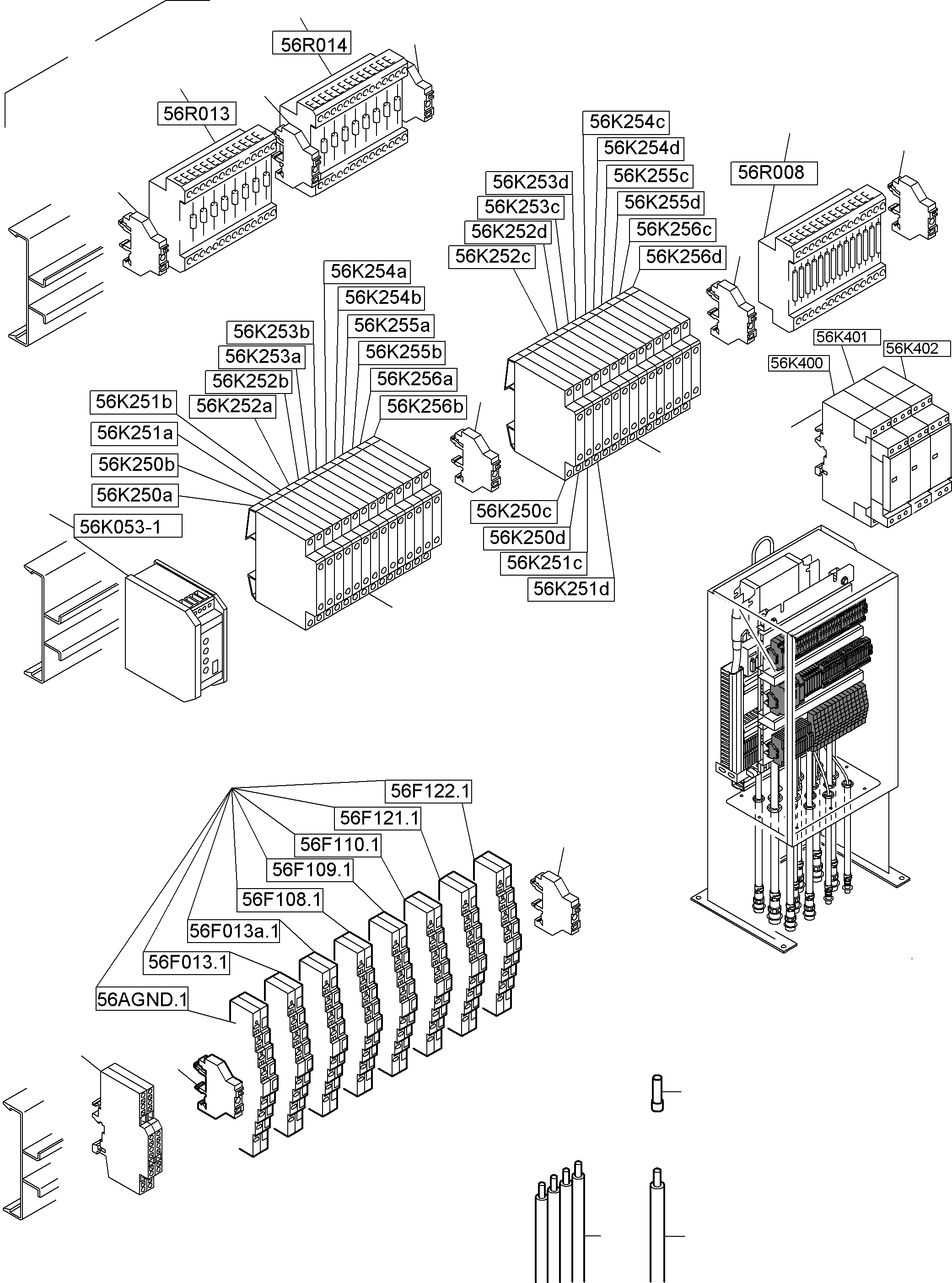 Komatsu parts book diagram for PC4000-6 S/N 58141: SWITCH CABINET ORT 56