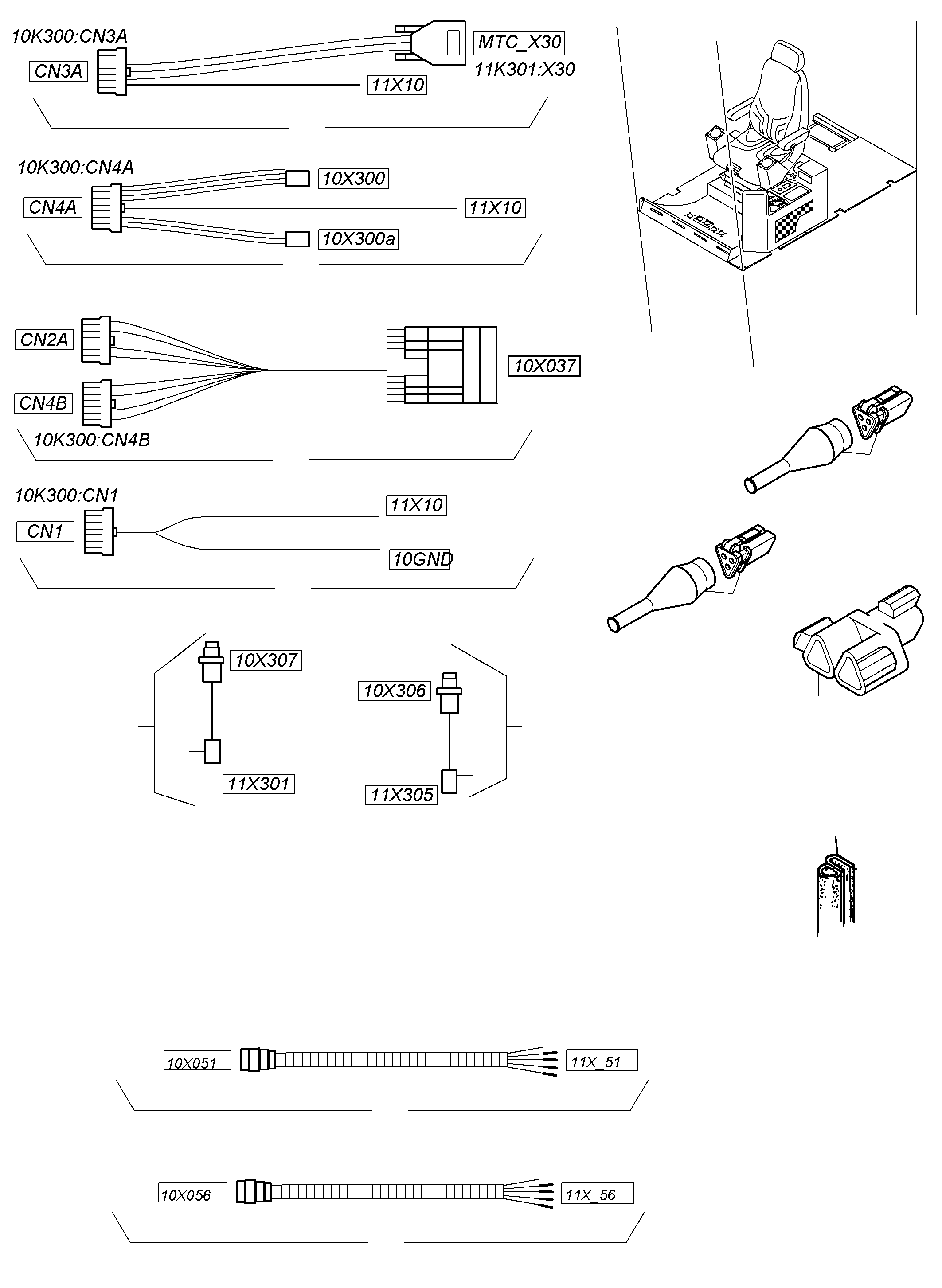 Komatsu parts book diagram for PC4000-6 S/N 58141: CABLE CONTROLLER - CAB SUPPORT