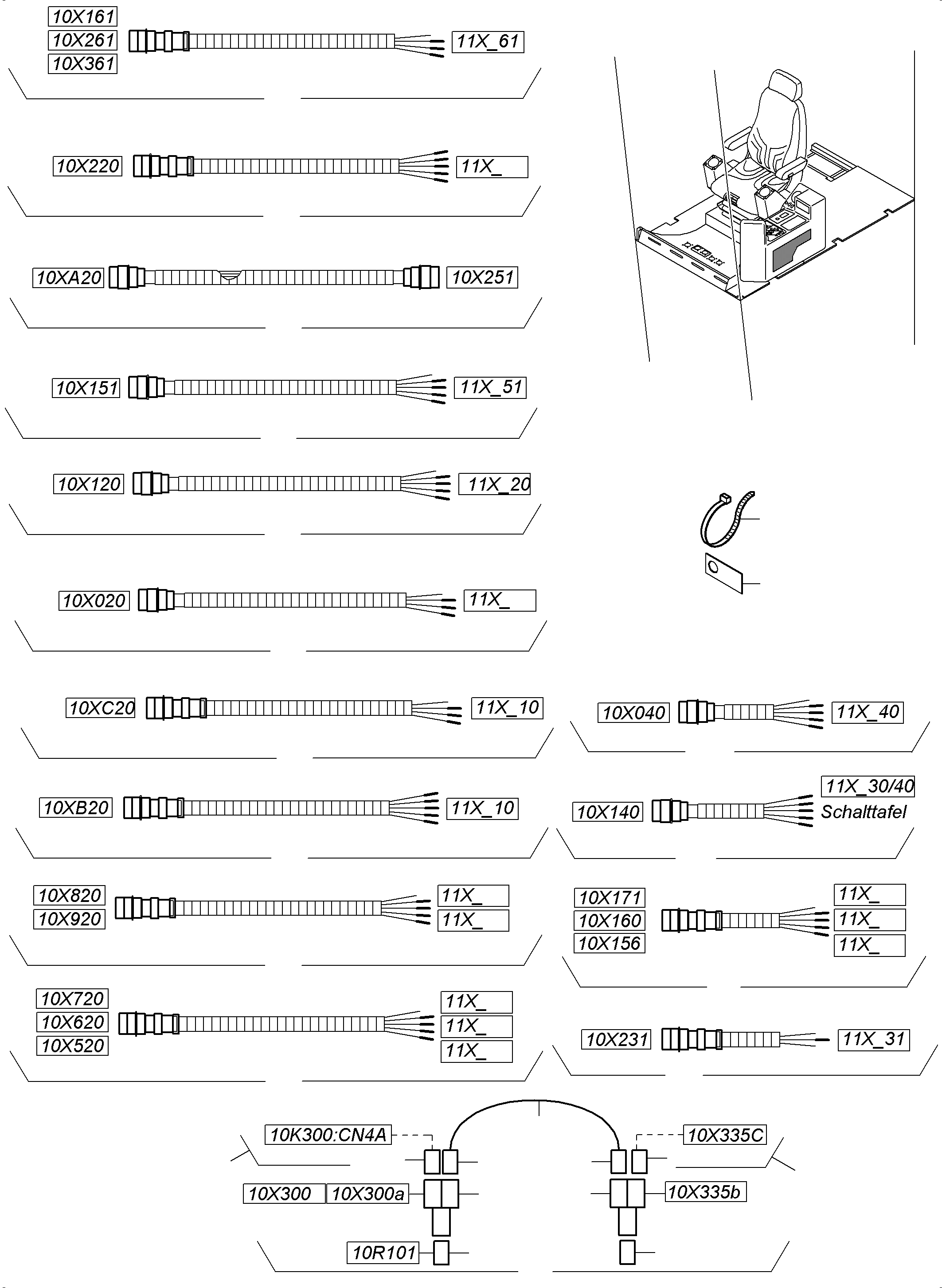 Komatsu parts book diagram for PC4000-6 S/N 58141: CABLE CONTROLLER - CAB SUPPORT