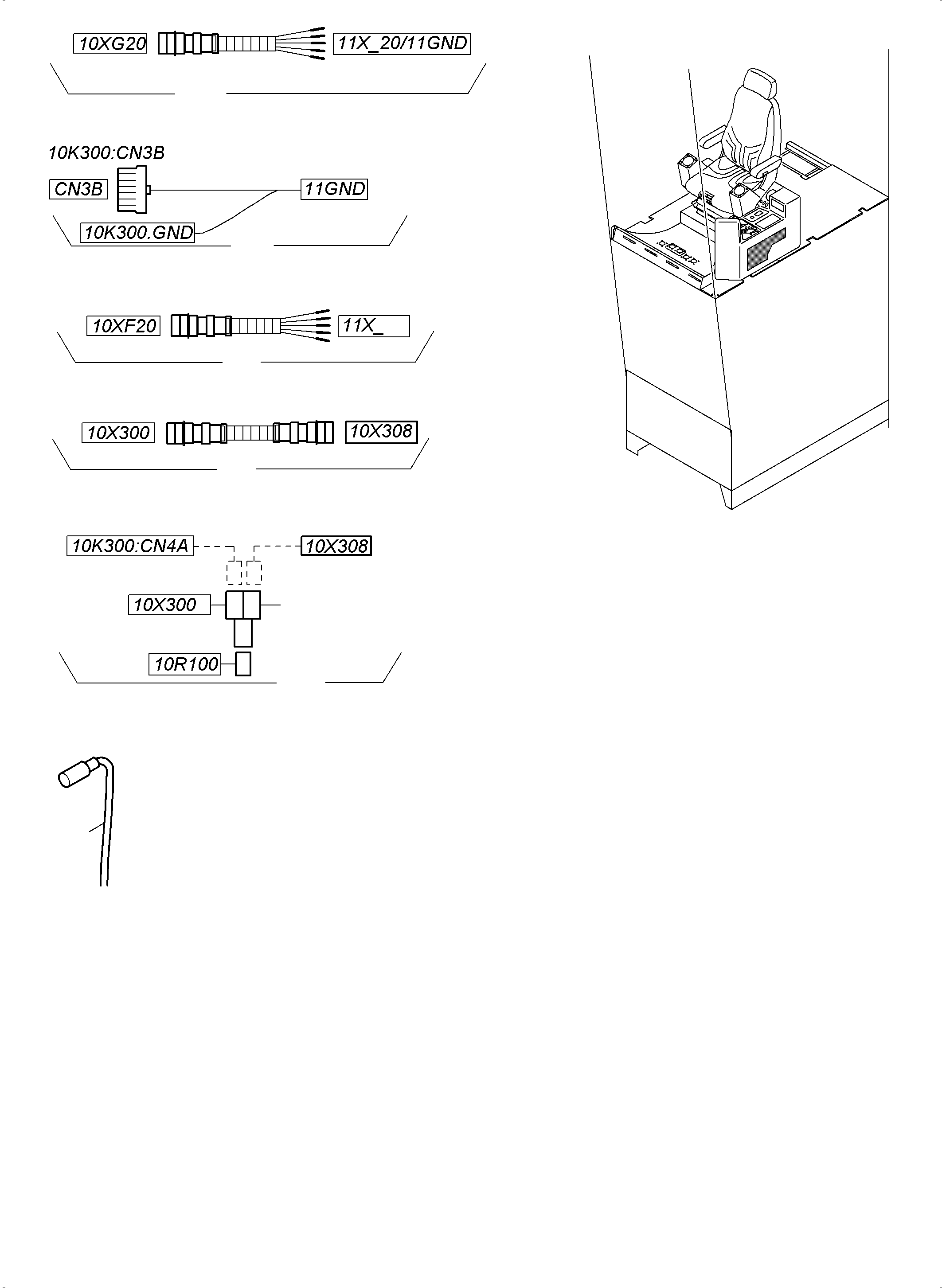Komatsu parts book diagram for PC4000-6 S/N 58141: CABLE CONTROLLER - CAB SUPPORT