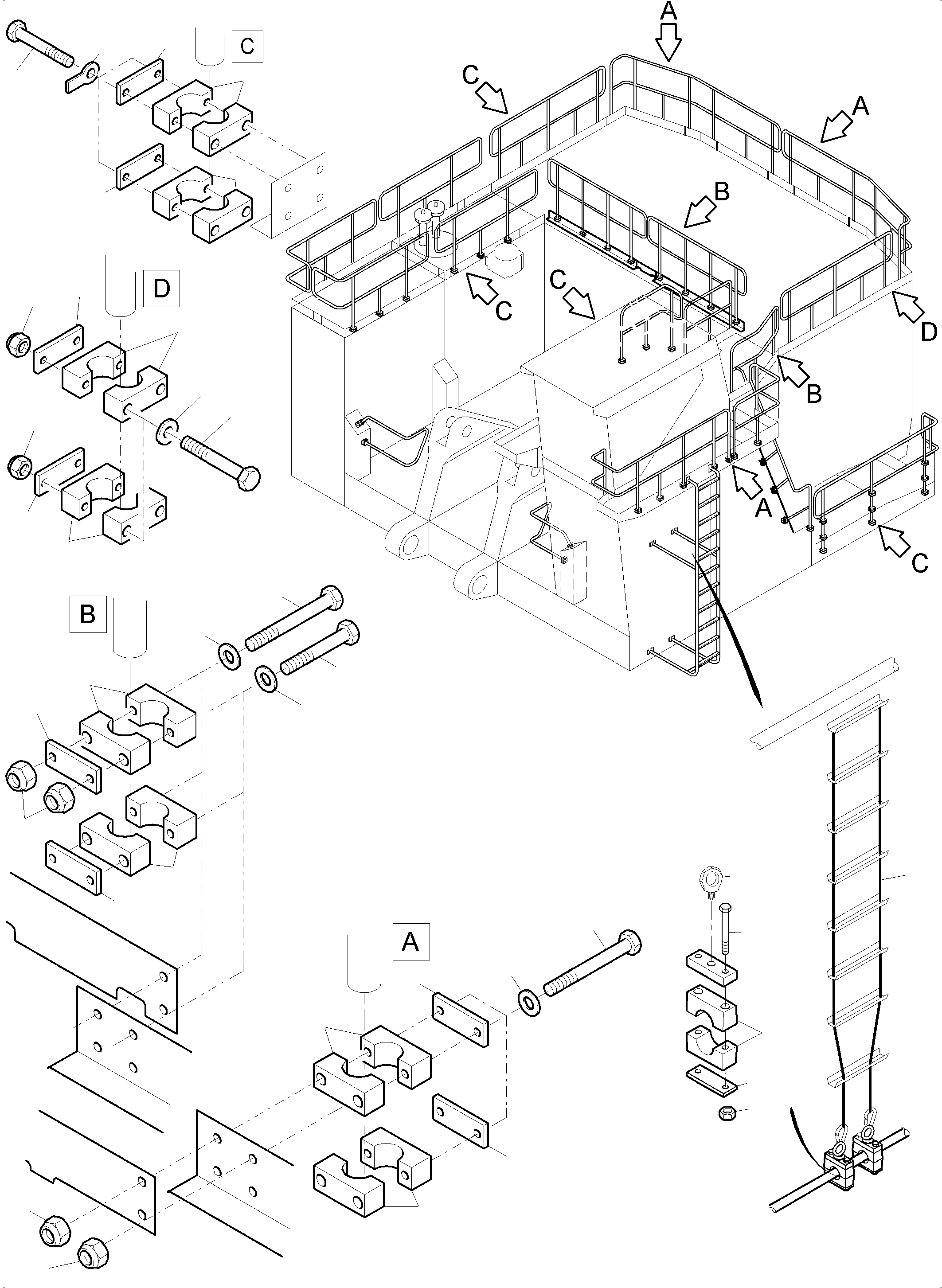 Komatsu parts book diagram for PC4000-6 S/N 58141: RAILS AND PLATFORMS