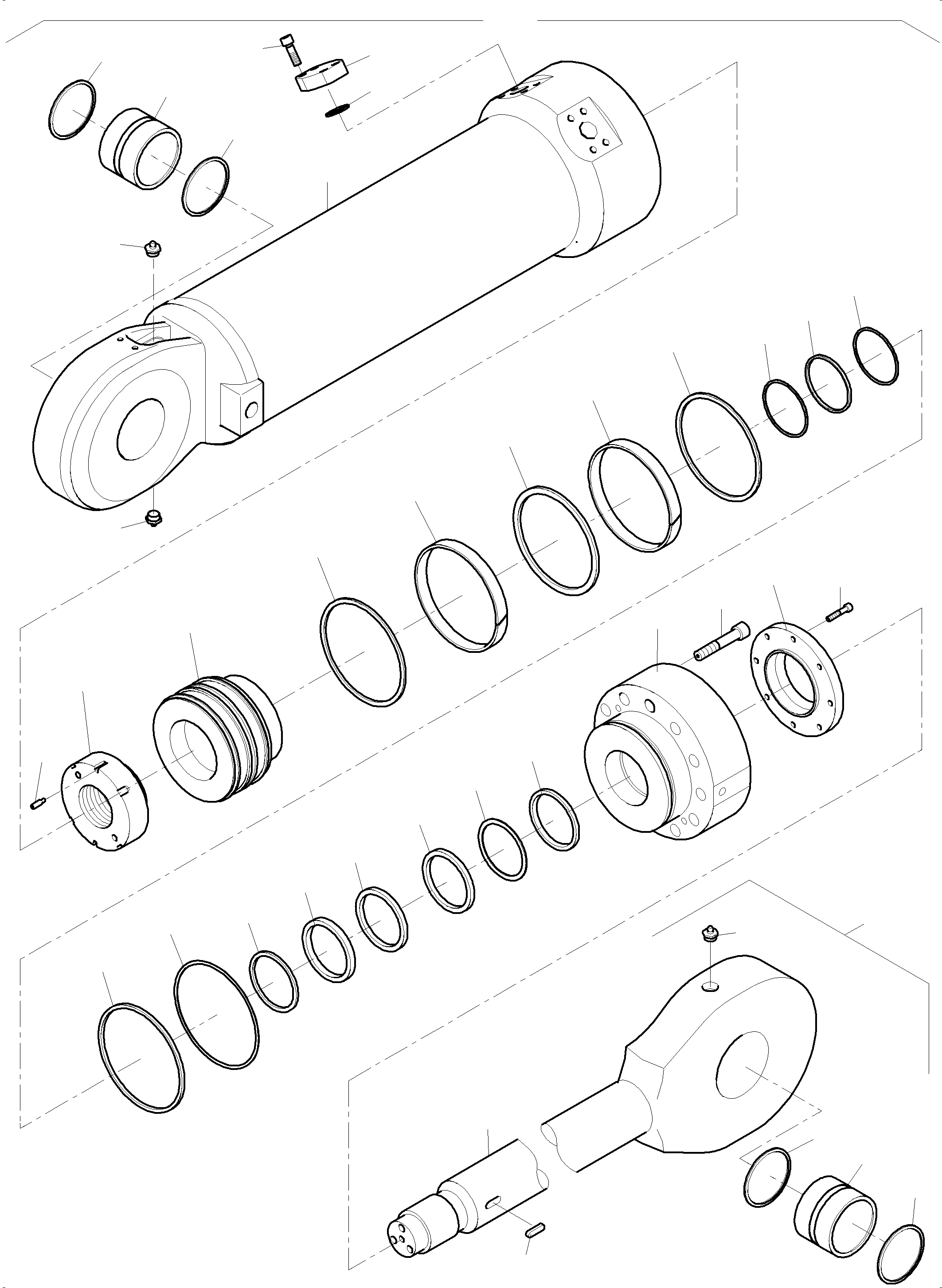 Komatsu parts book diagram for PC4000-6 S/N 58141: CLAM CYLINDER