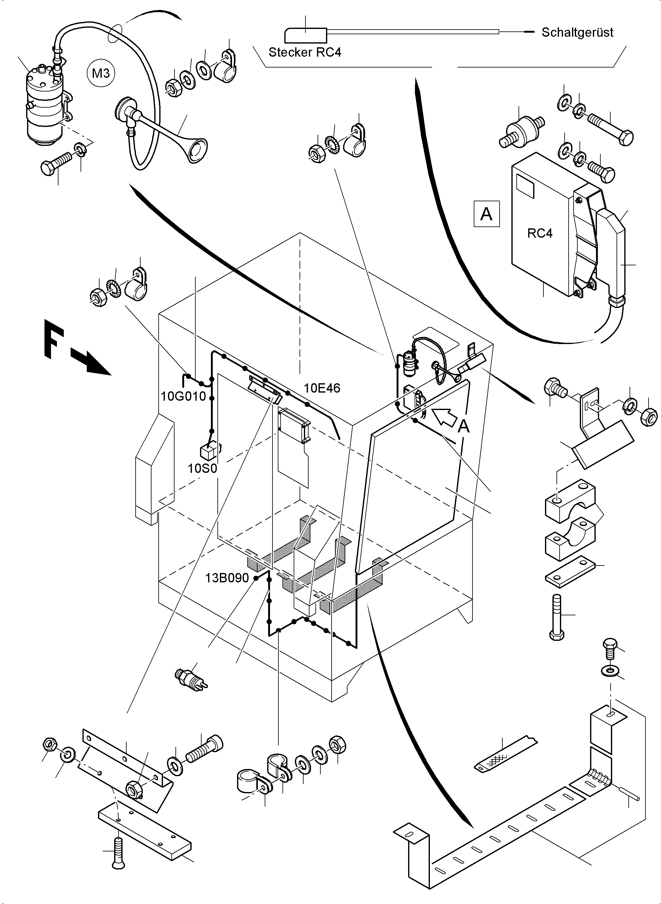 Komatsu parts book diagram for PC4000-6 S/N 58141: ELECTRIC - CAB SUPPORT