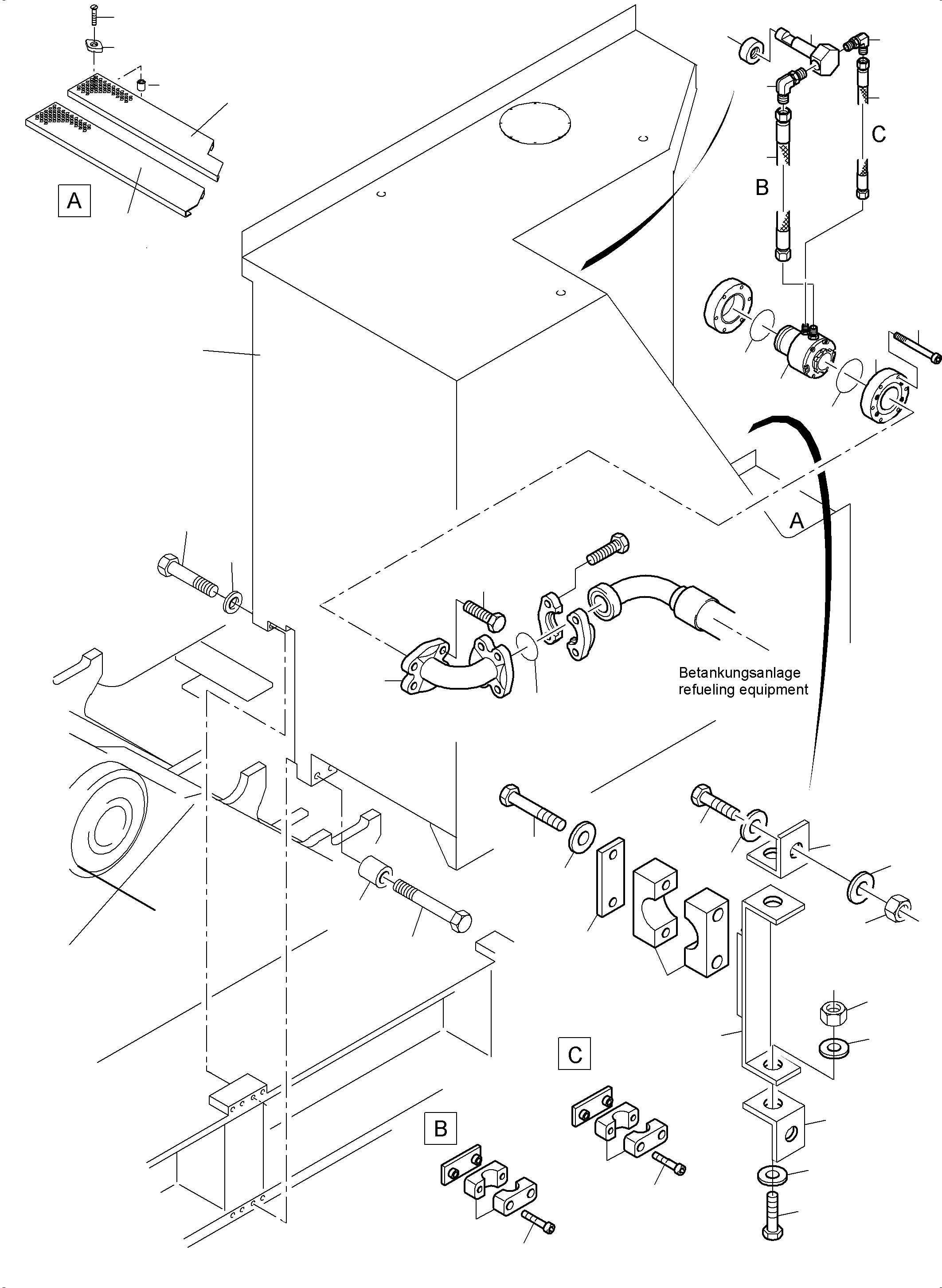 Komatsu parts book diagram for PC4000-6 S/N 58141: FUEL TANK