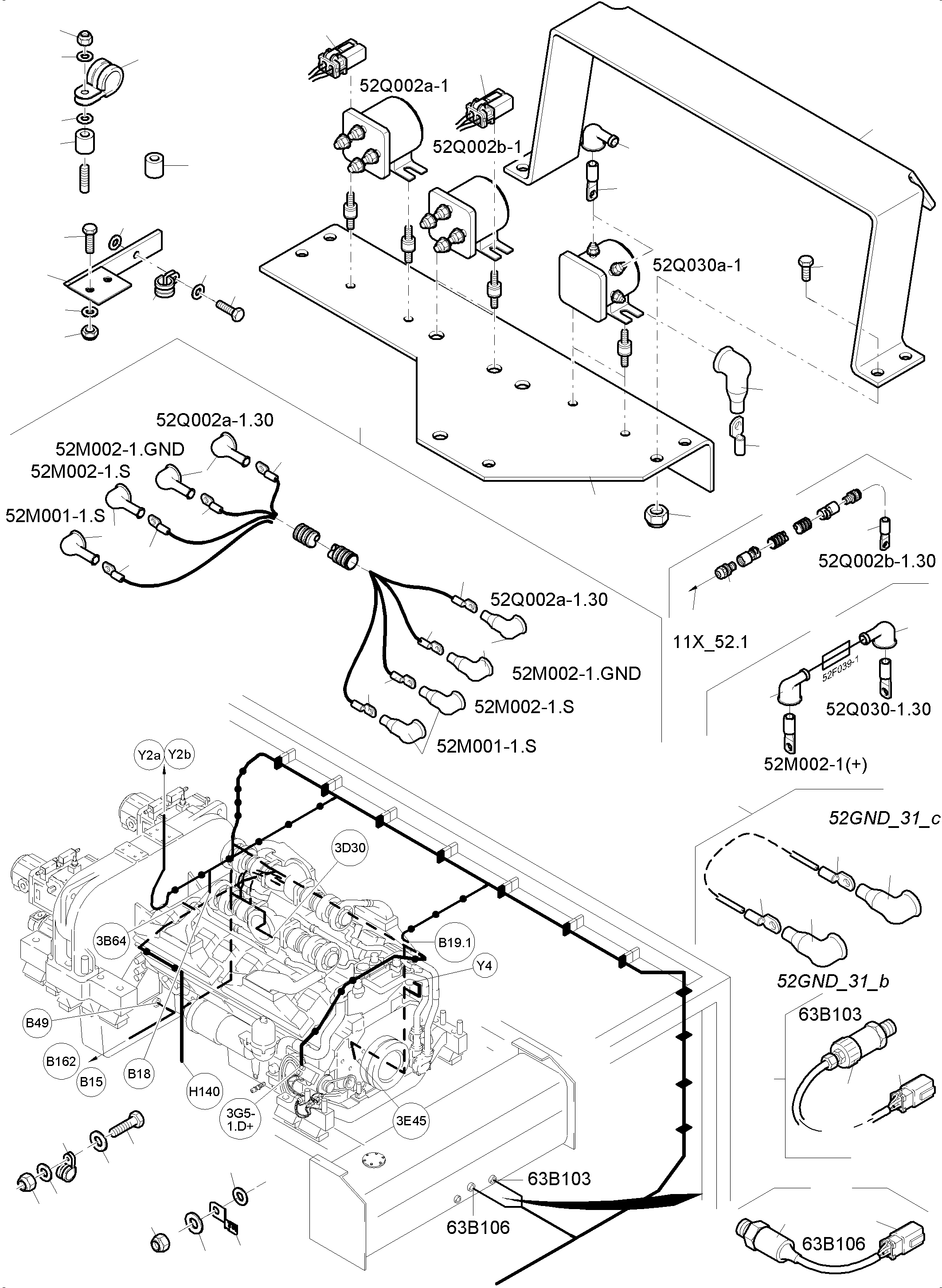 Komatsu parts book diagram for PC4000-6 S/N 58141: CABLES - ENGINE AND TRANSMITTER