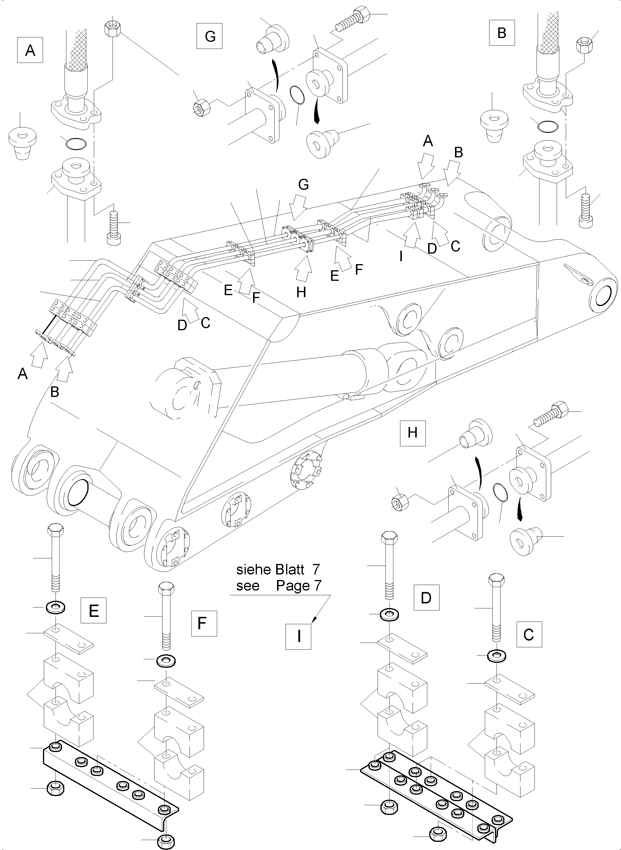 Komatsu parts book diagram for PC4000-6 S/N 58141: BULLCLAM BUCKET BOOM 7,15 M