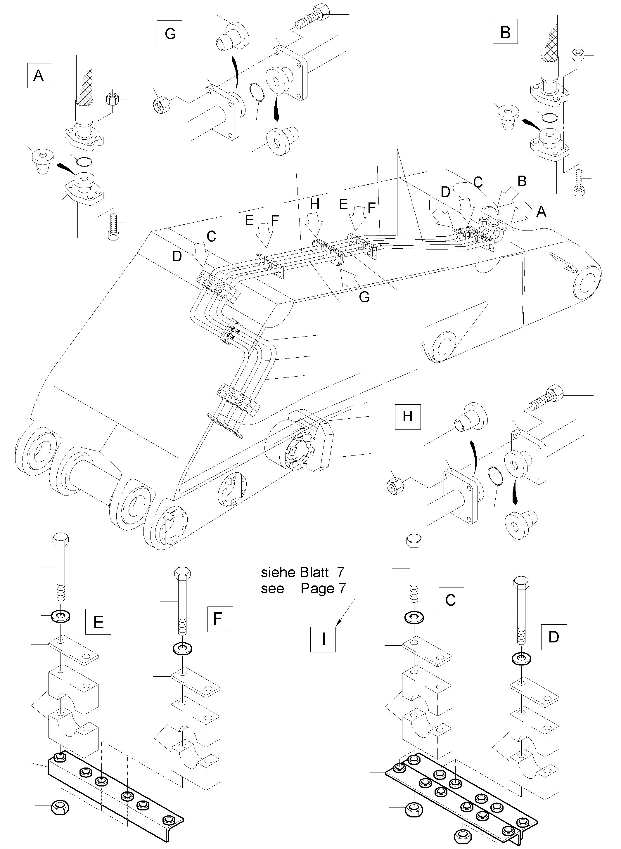 Komatsu parts book diagram for PC4000-6 S/N 58141: BULLCLAM BUCKET BOOM 7,15 M