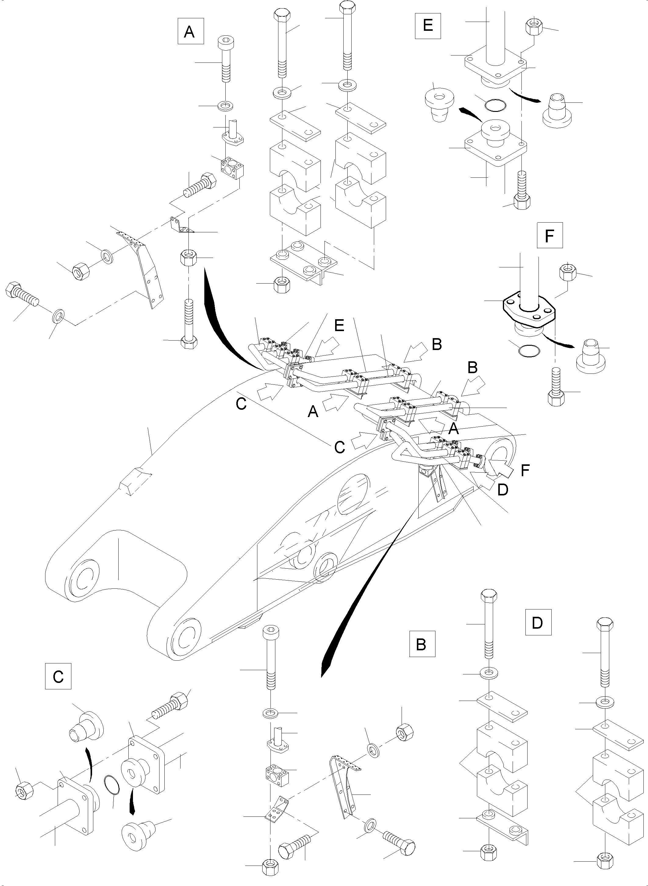 Komatsu parts book diagram for PC4000-6 S/N 58141: BULLCLAM BUCKET STICK 4,9 M