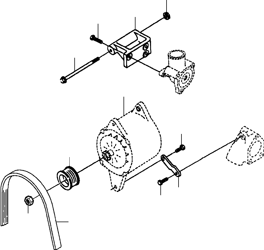 Graders Komatsu / GD530A/AW-2A/2B/2C w/S6D102 S/N 202002-UP(GD530A2) / ALTERNATOR MOUNTING 80 AMP(08-026 : 08ARG381.001)