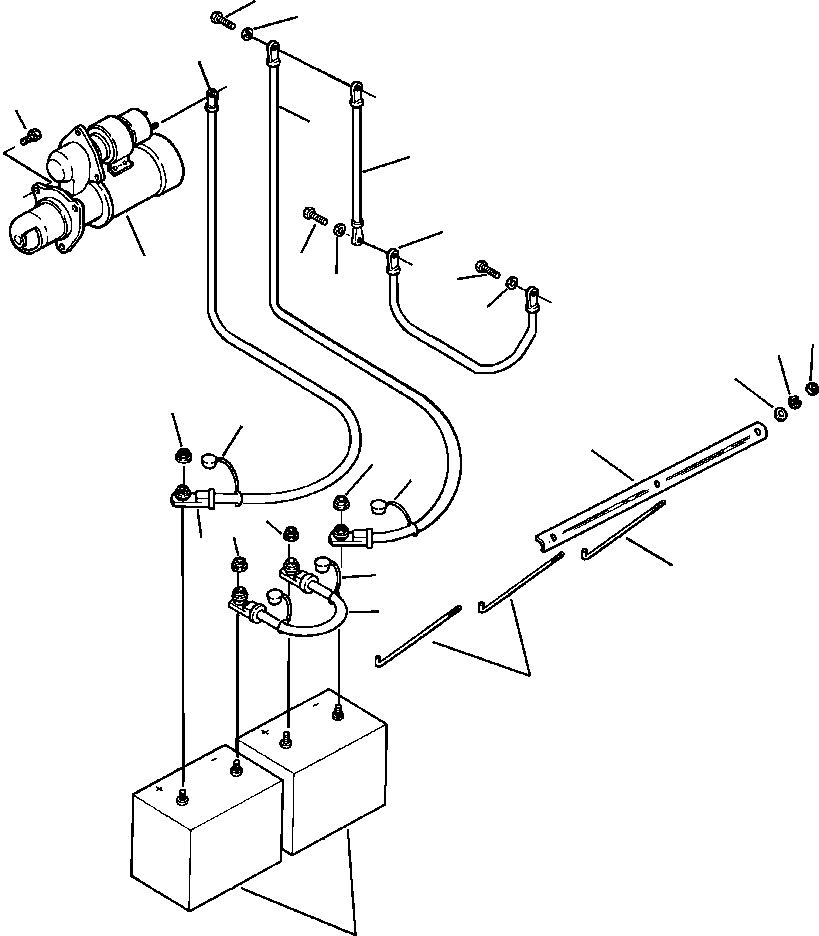 Graders Komatsu / GD530A/AW-2B/2C w/S6D102E S/N 203163-Up(GD530A2C) / BATTERY AND CONNECTIONS(08-022 : 08AHG586.001)