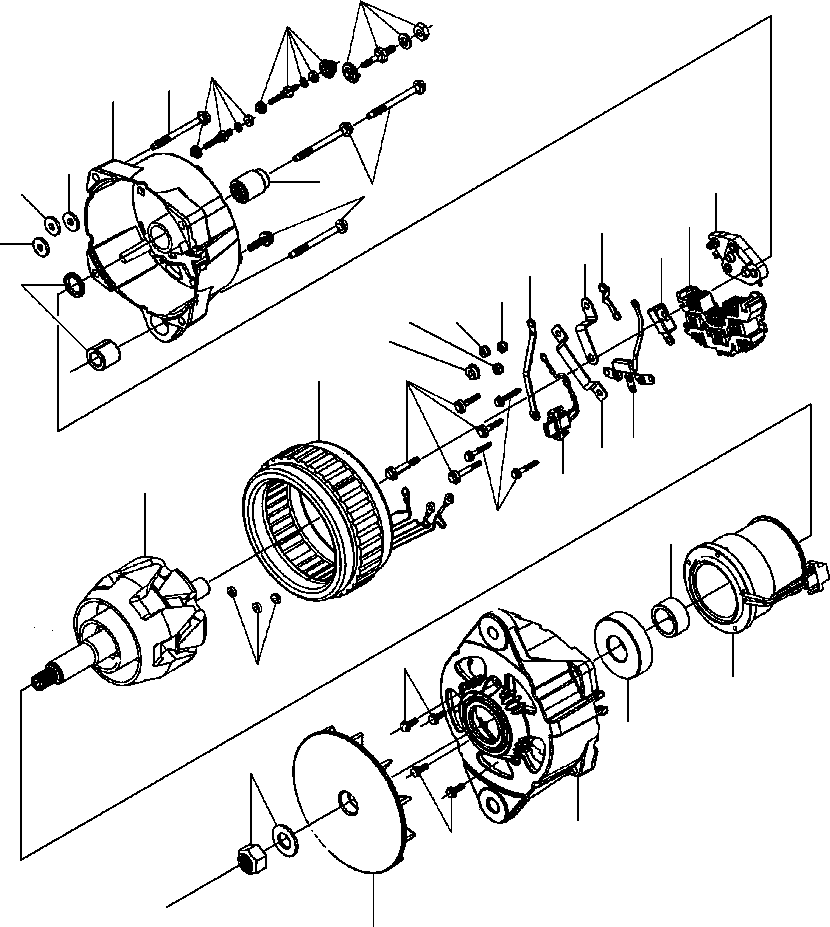 Graders Komatsu / GD530A/AW-2B/2C w/S6D102E S/N 203163-Up(GD530A2C) / ALTERNATOR - 50 A MODEL 23SI(08-032 : 08AZG650.001)