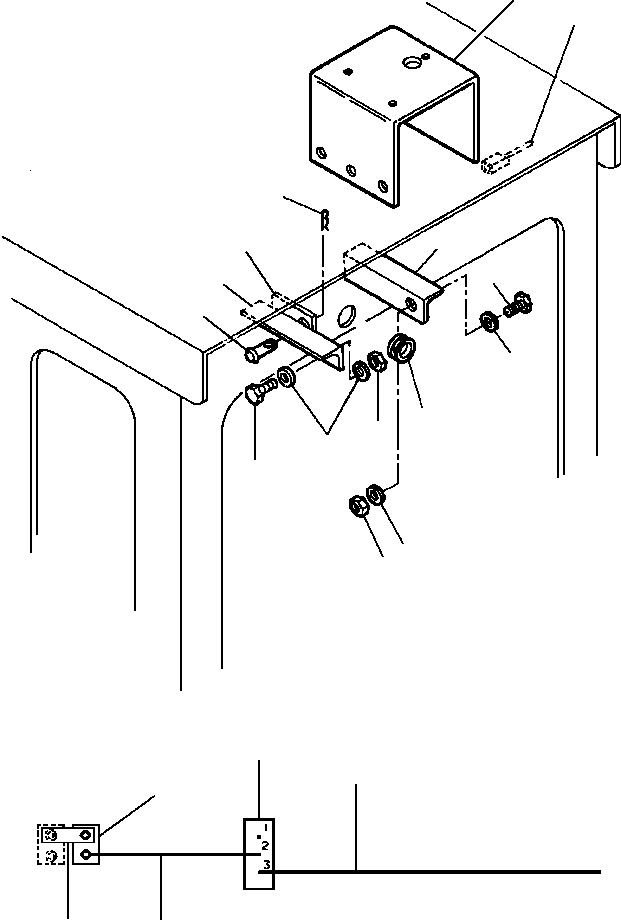 Graders Komatsu / GD530A/AW-2B/2C w/S6D102E S/N 203163-Up(GD530A2C) / KNOCK DOWN BRACKET LIGHT MOUNT(08-064 : 08BDG532.005)