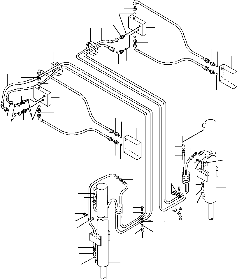 Graders Komatsu / GD530A/AW-2B/2C w/S6D102E S/N 203163-Up(GD530A2C) / DRAWBAR LIFT ACTUATOR LINES R.H. AND L.H. 90 DEGREE BLADE SUSPENSION(10-038 : 10AH4151.003)