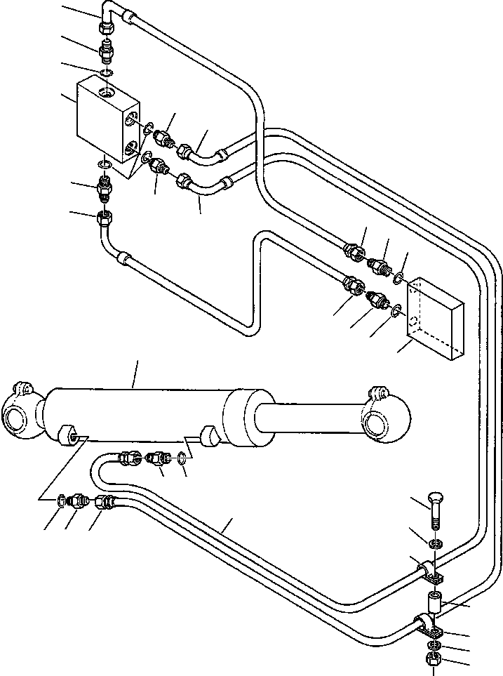 Graders Komatsu / GD530A/AW-2B/2C w/S6D102E S/N 203163-Up(GD530A2C) / DRAWBAR SIDE SHIFT ACTUATOR LINES R.H. BIASED BLADE SUSPENSION(10-042 : 10AH4151.014)