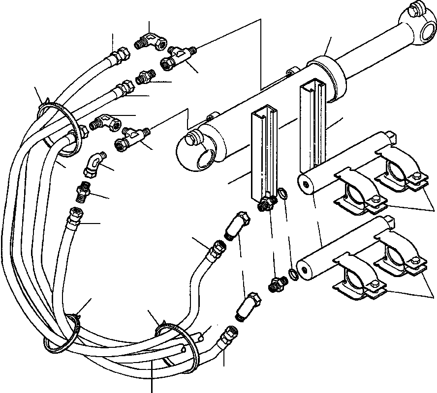 Graders Komatsu / GD530A/AW-2B/2C w/S6D102E S/N 203163-Up(GD530A2C) / DRAWBAR SIDE SHIFT ACCUMULATOR INSTALLATION R.H. AND L.H. 90 DEGREE BLADE SUSPENSION - S/N 203163-203500(10-050 : 10AH4151.022)