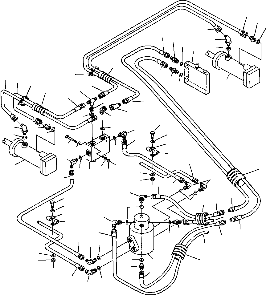 Graders Komatsu / GD530A/AW-2B/2C w/S6D102E S/N 203163-Up(GD530A2C) / MOLDBOARD TILT CYLINDER ACTUATOR LINES(10-056 : 10AHG8II.003)