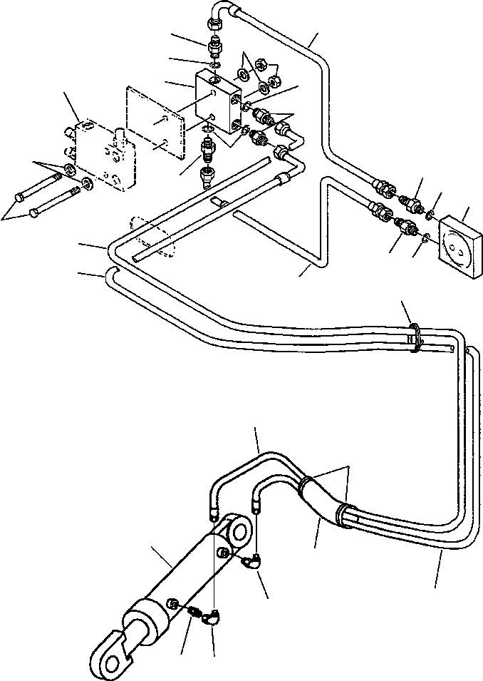 Graders Komatsu / GD530A/AW-2B/2C w/S6D102E S/N 203163-Up(GD530A2C) / DOZER BLADE ACTUATOR LINES(10-074 : 10AHG586.001)