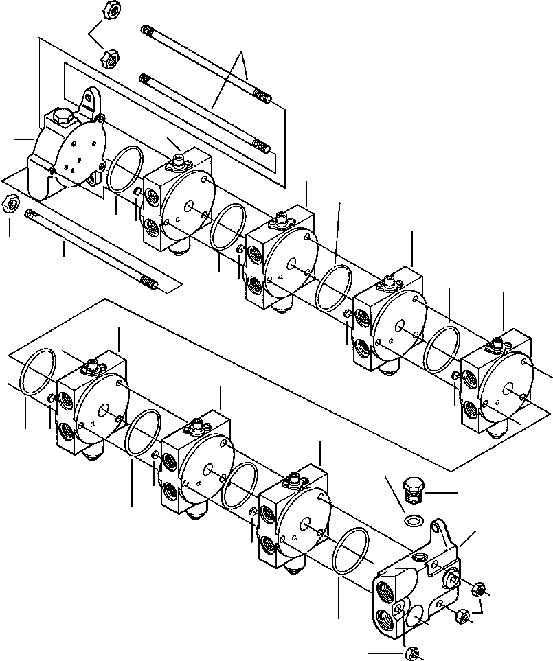 Graders Komatsu / GD530A/AW-2B/2C w/S6D102E S/N 203163-Up(GD530A2C) / CONTROL VALVE - L.H. BANK 7 VALVES(10-140 : 10BHG381.003)