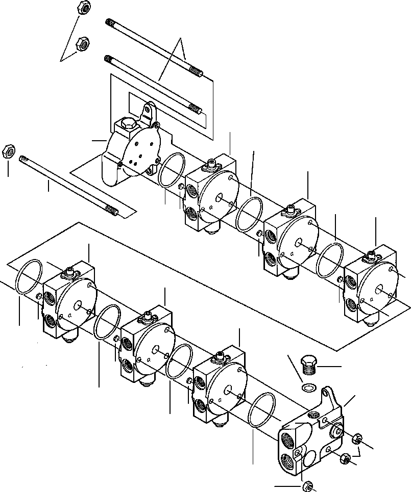 Graders Komatsu / GD530A/AW-2B/2C w/S6D102E S/N 203163-Up(GD530A2C) / CONTROL VALVE - L.H. BANK 6 VALVES(10-142 : 10BHG381.002)
