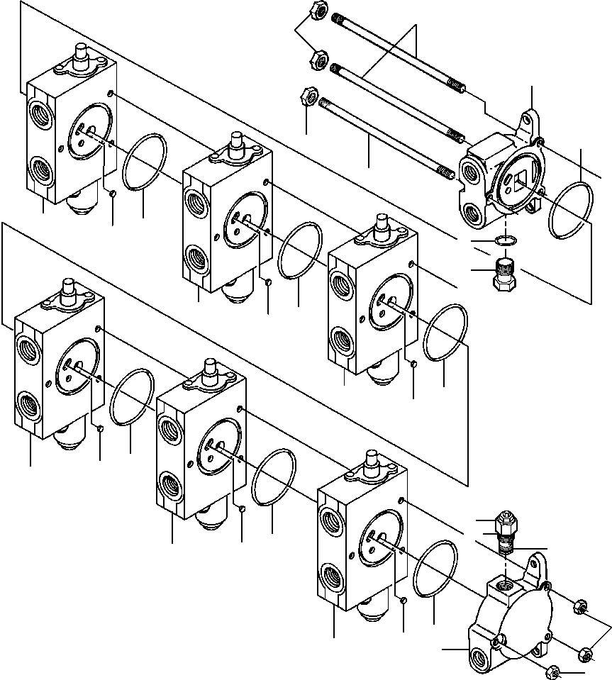 Graders Komatsu / GD530A/AW-2B/2C w/S6D102E S/N 203163-Up(GD530A2C) / CONTROL VALVE - R.H. BANK 6 VALVES(10-148 : 10BHG381.006)