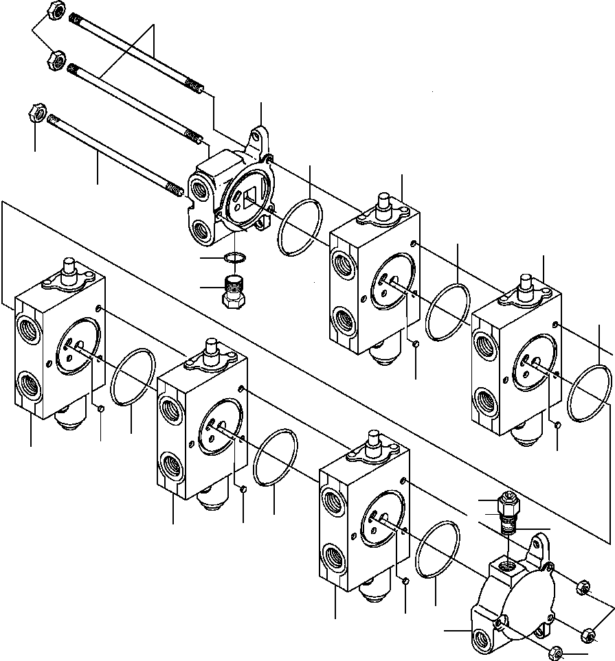Graders Komatsu / GD530A/AW-2B/2C w/S6D102E S/N 203163-Up(GD530A2C) / CONTROL VALVE - R.H. BANK 5 VALVES(10-150 : 10BHG381.005)